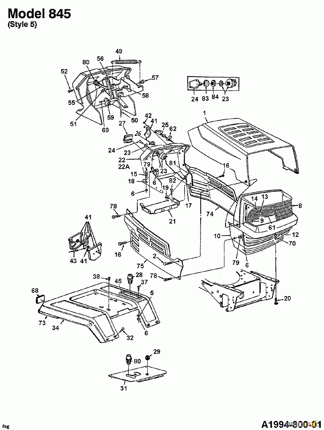 MTD Gartentraktoren U 845 H 144U845H678 (1994) Motorhaube 5-Style