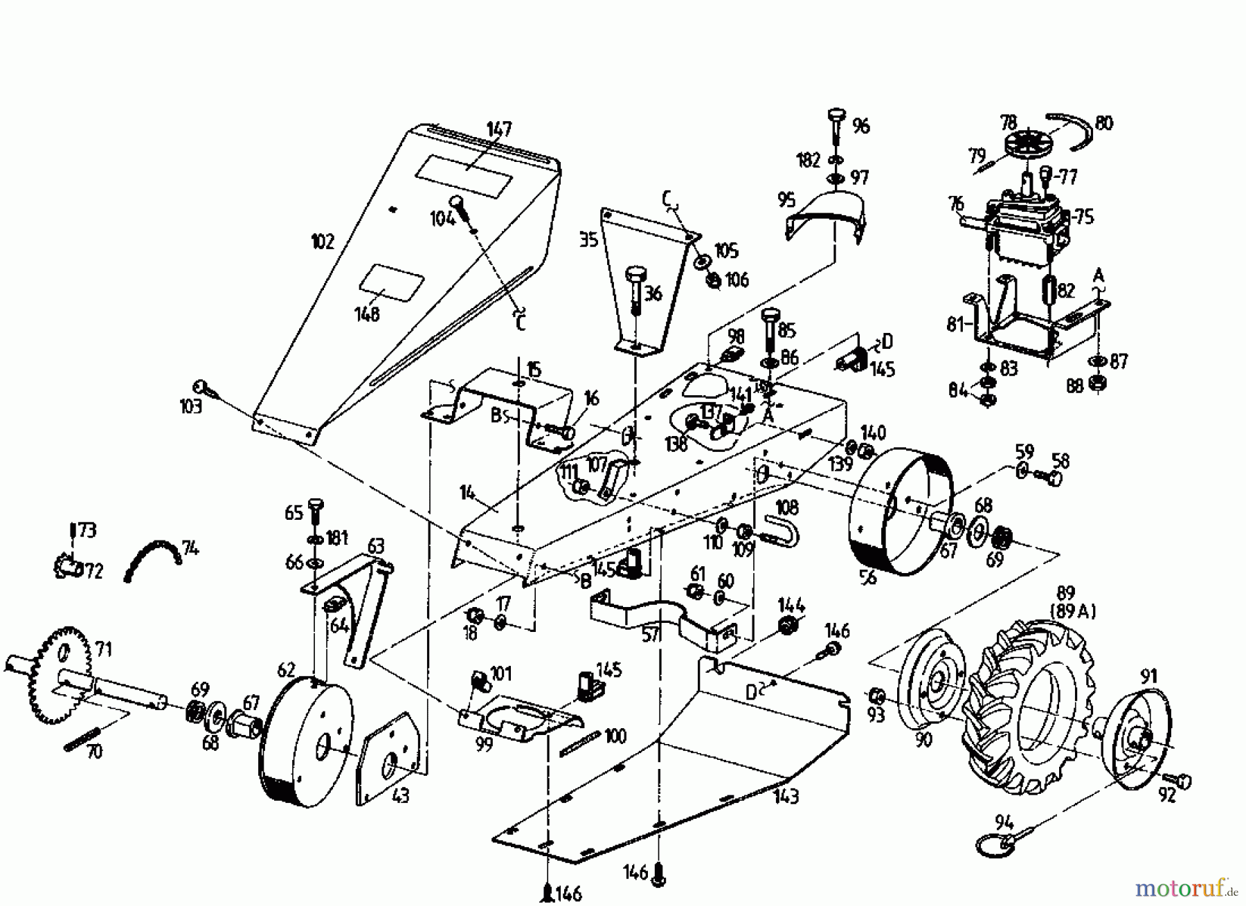Gutbrod Balkenmäher BM 700 07510.04 (1995) Getriebe, Räder