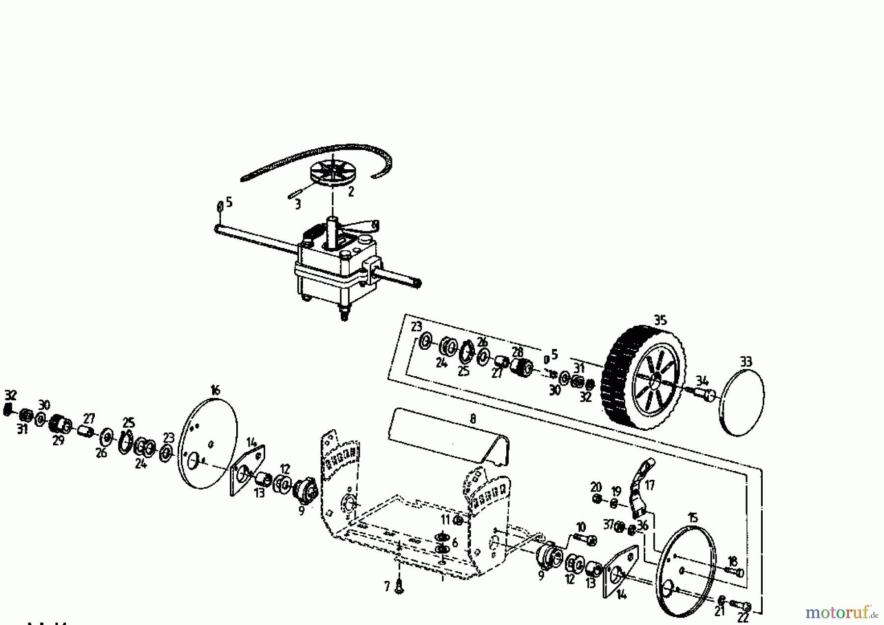 Kmg Motormäher mit Antrieb KMG 46 BA 04025.06 (1995) Getriebe, Räder, Schnitthöhenverstellung