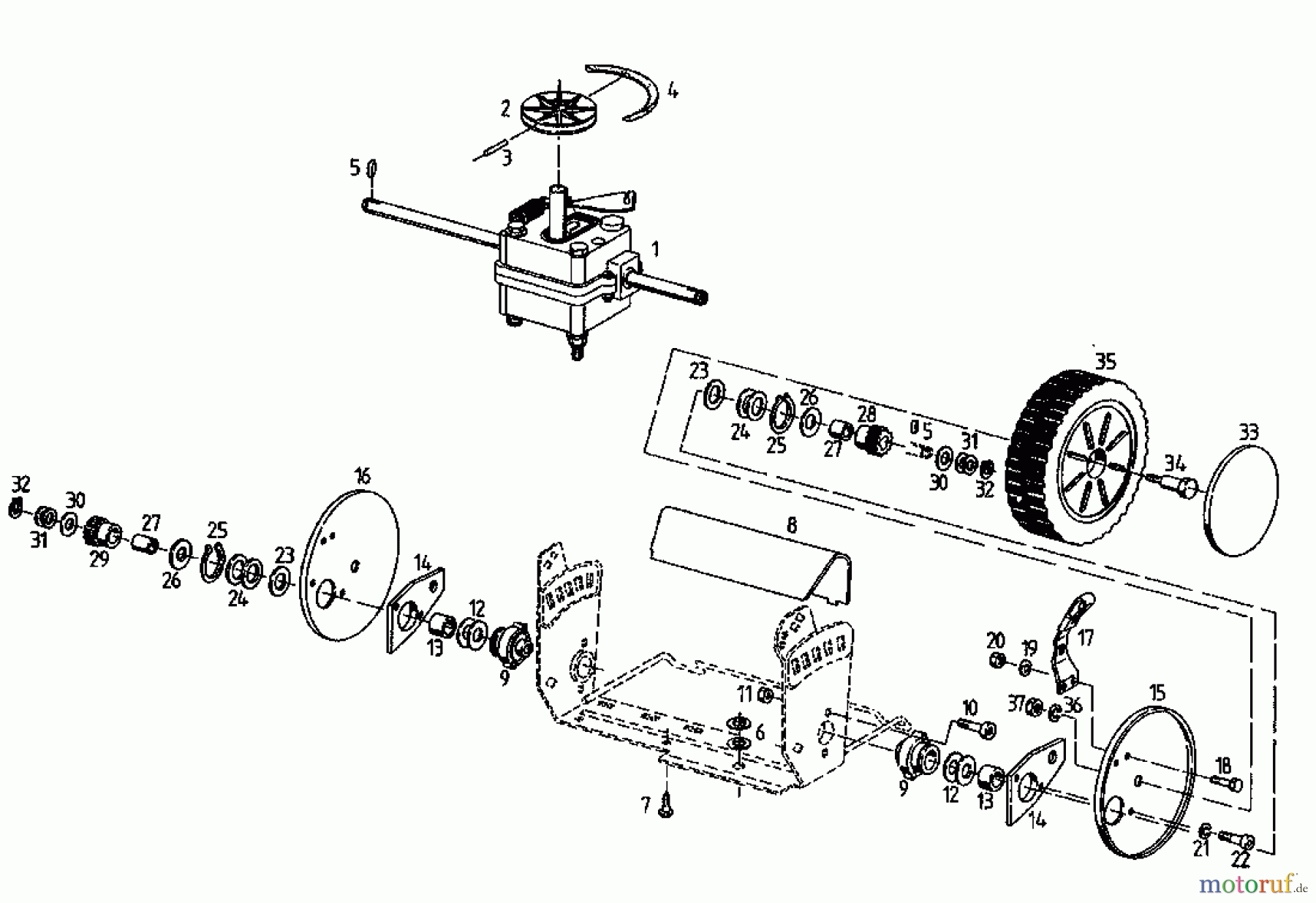 Fair Line Motormäher mit Antrieb BA 450 04025.05 (1995) Getriebe, Räder, Schnitthöhenverstellung