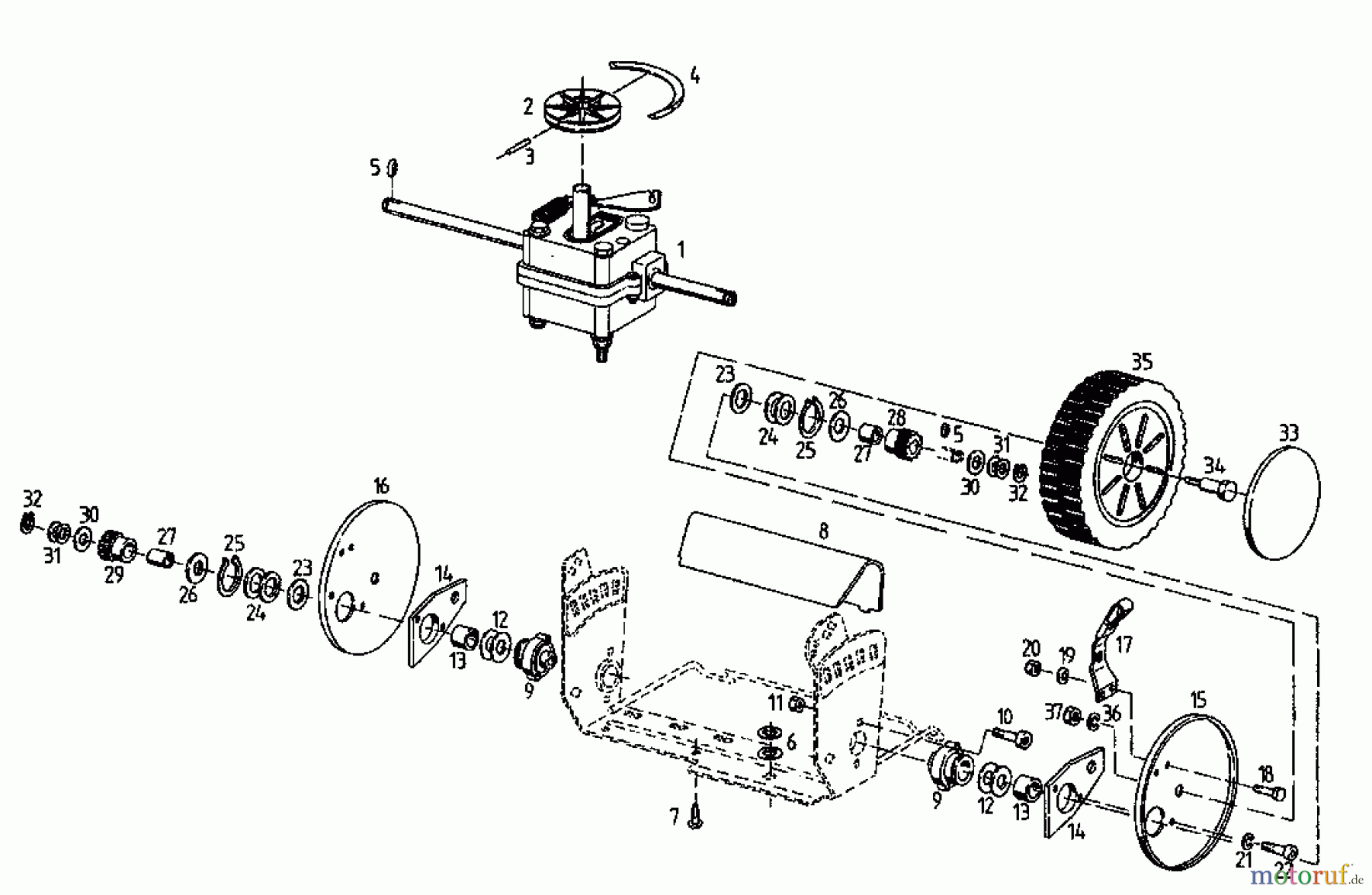 Stinnes Pro Motormäher mit Antrieb PRO-BHR 45 04033.04 (1995) Getriebe, Räder, Schnitthöhenverstellung