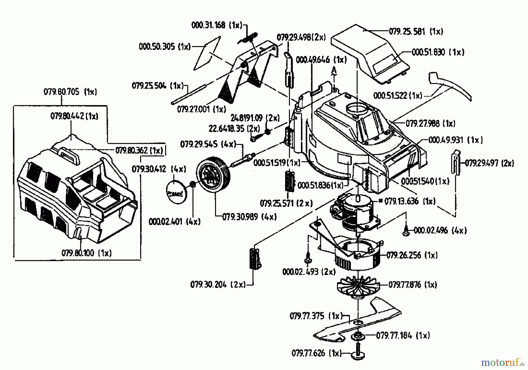 Rasant Elektromäher 40 EM 02822.05  (1995) Grasfangkorb, Höhenverstellung, Messer, Räder