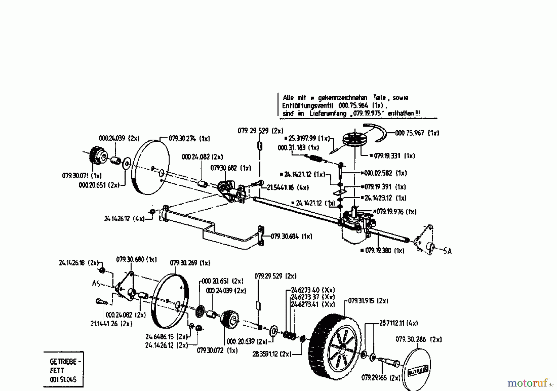 Gutbrod Motormäher mit Antrieb HB 48 REL 02815.05 (1995) Getriebe, Räder