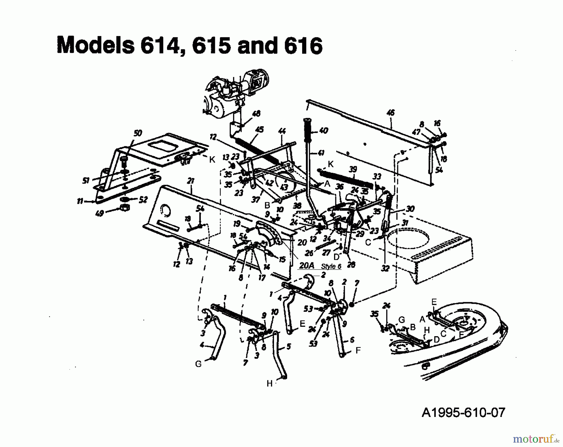 MTD Rasentraktoren 16/107 135T615G678 (1995) Mähwerksaushebung