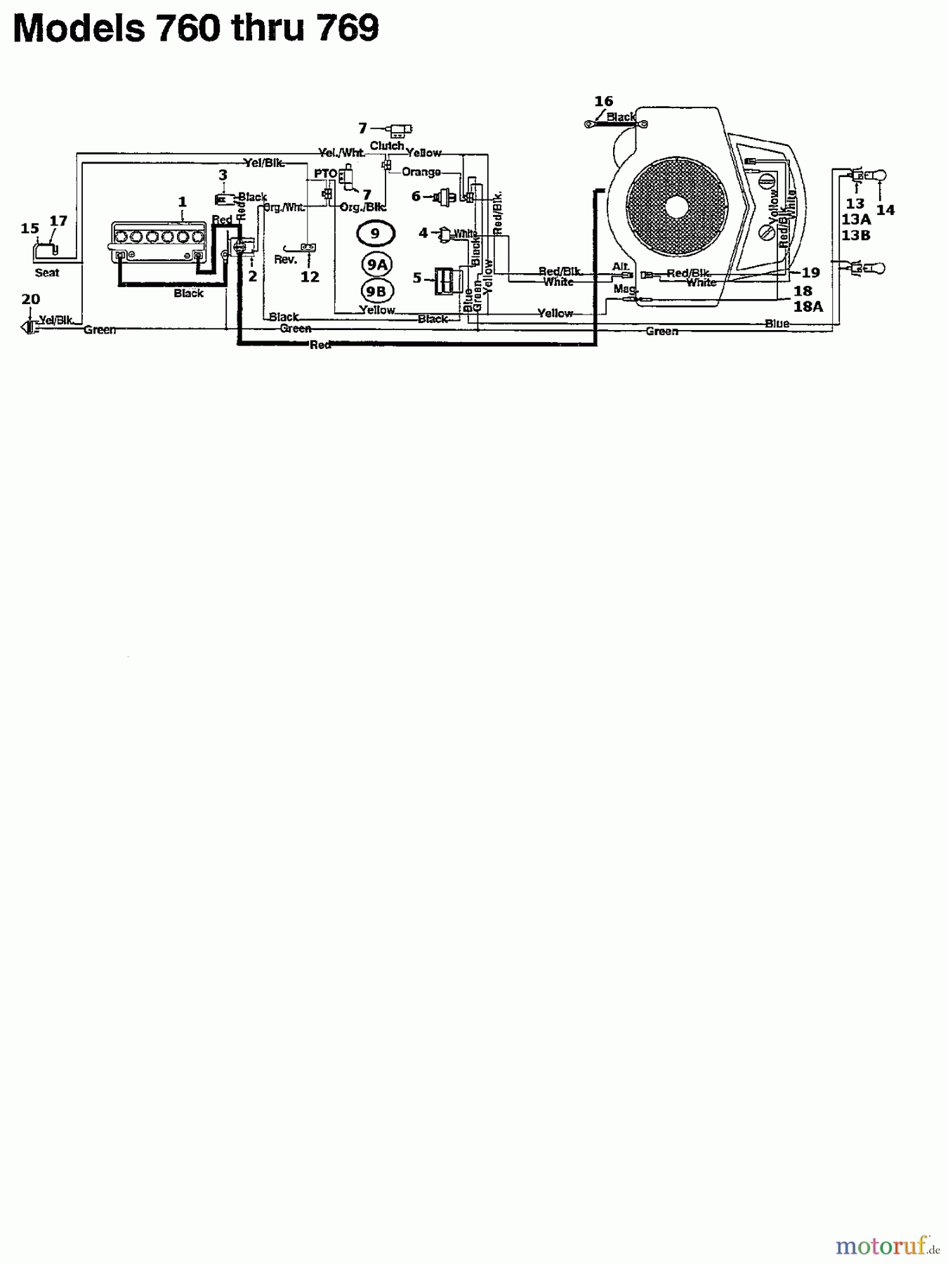 Motec Rasentraktoren GT 160 RD 135T764N632 (1995) Schaltplan