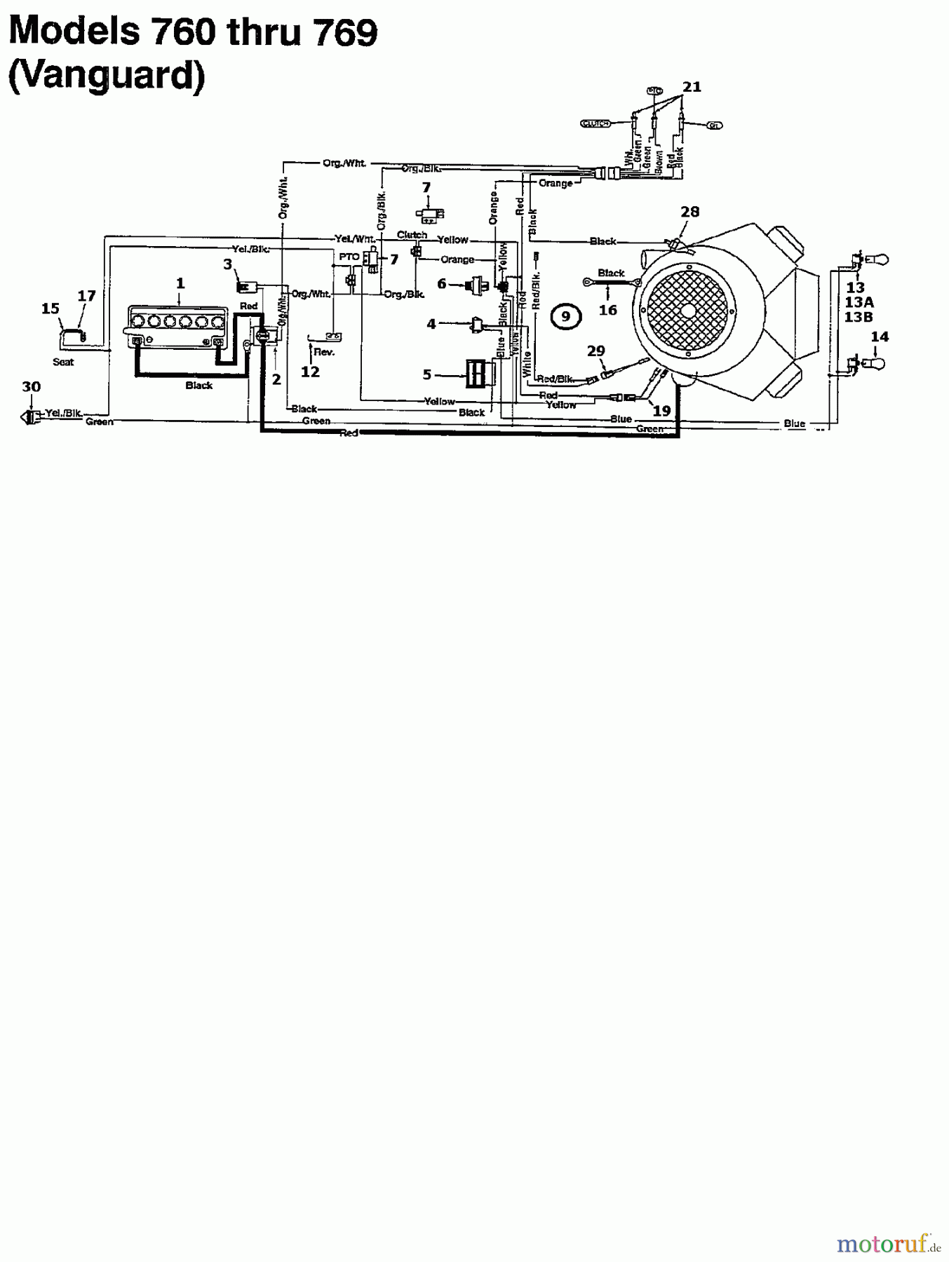 Motec Rasentraktoren GT 160 RD 135T764N632 (1995) Schaltplan Vanguard