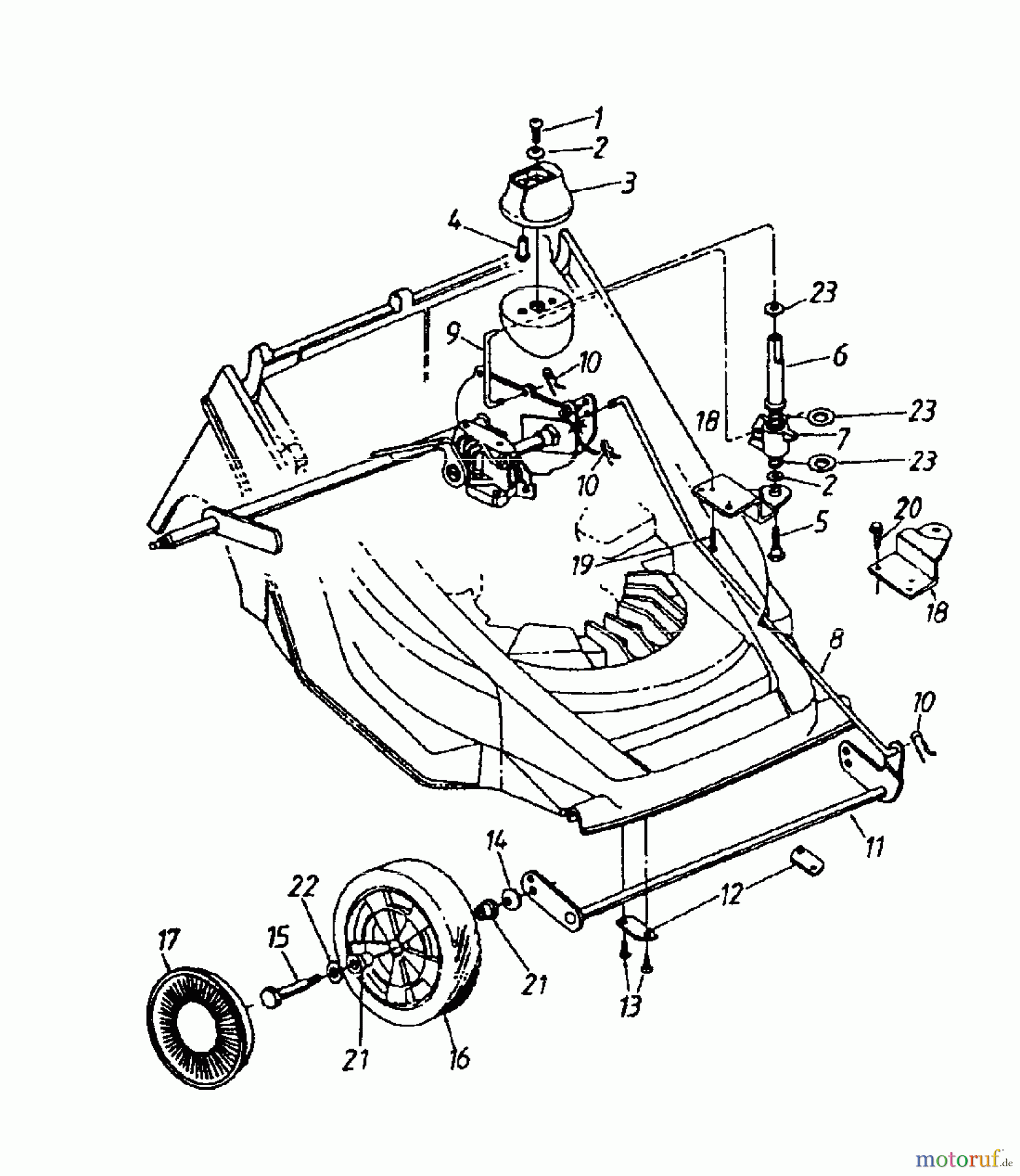  Gutbrod Motormäher MH 464 B 04049.01  (1996) Höhenverstellung, Räder vorne