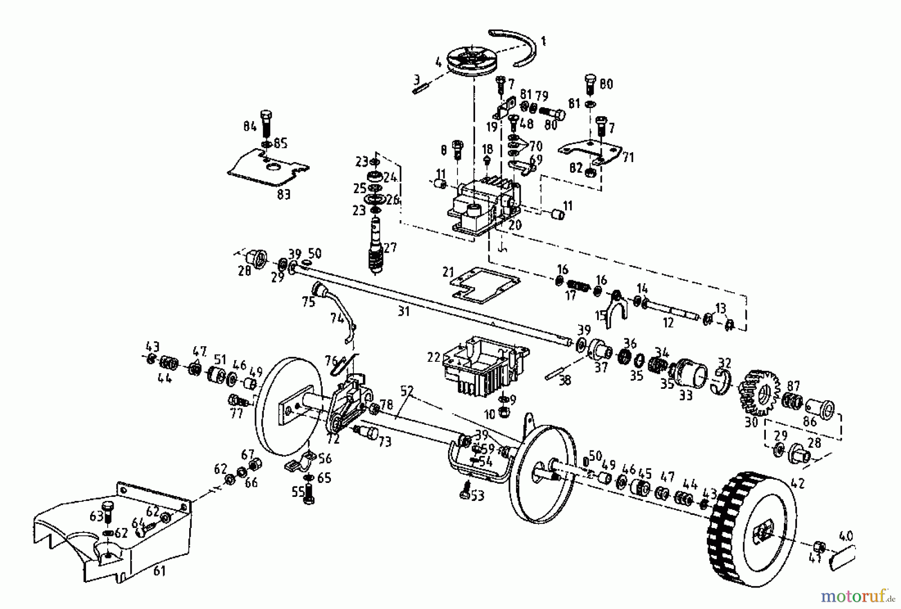 Gutbrod Motormäher mit Antrieb MH 454 RB 04024.02 (1996) Getriebe, Räder