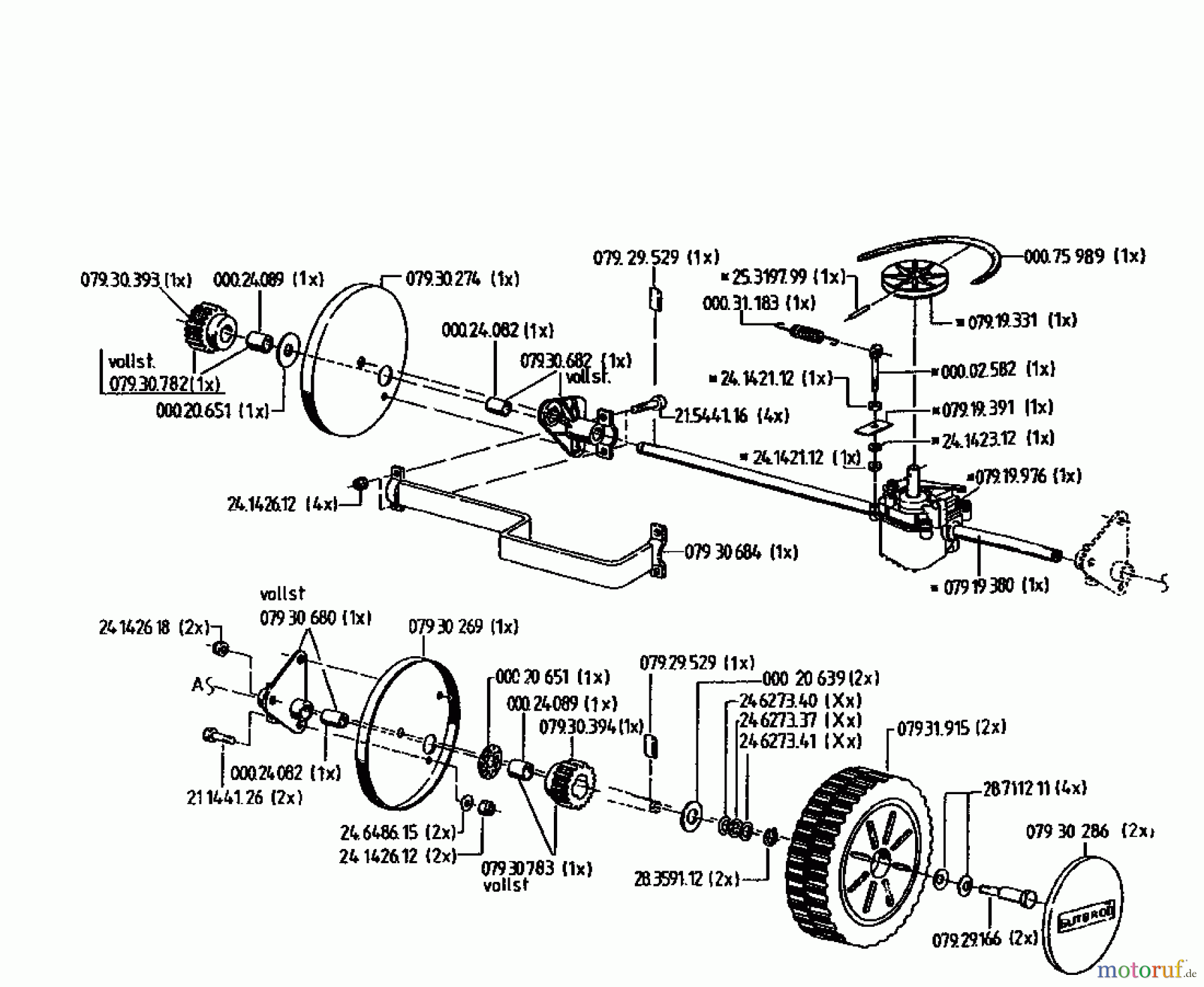  Gutbrod Motormäher mit Antrieb HB 48 R 02815.07  (1996) Getriebe, Räder