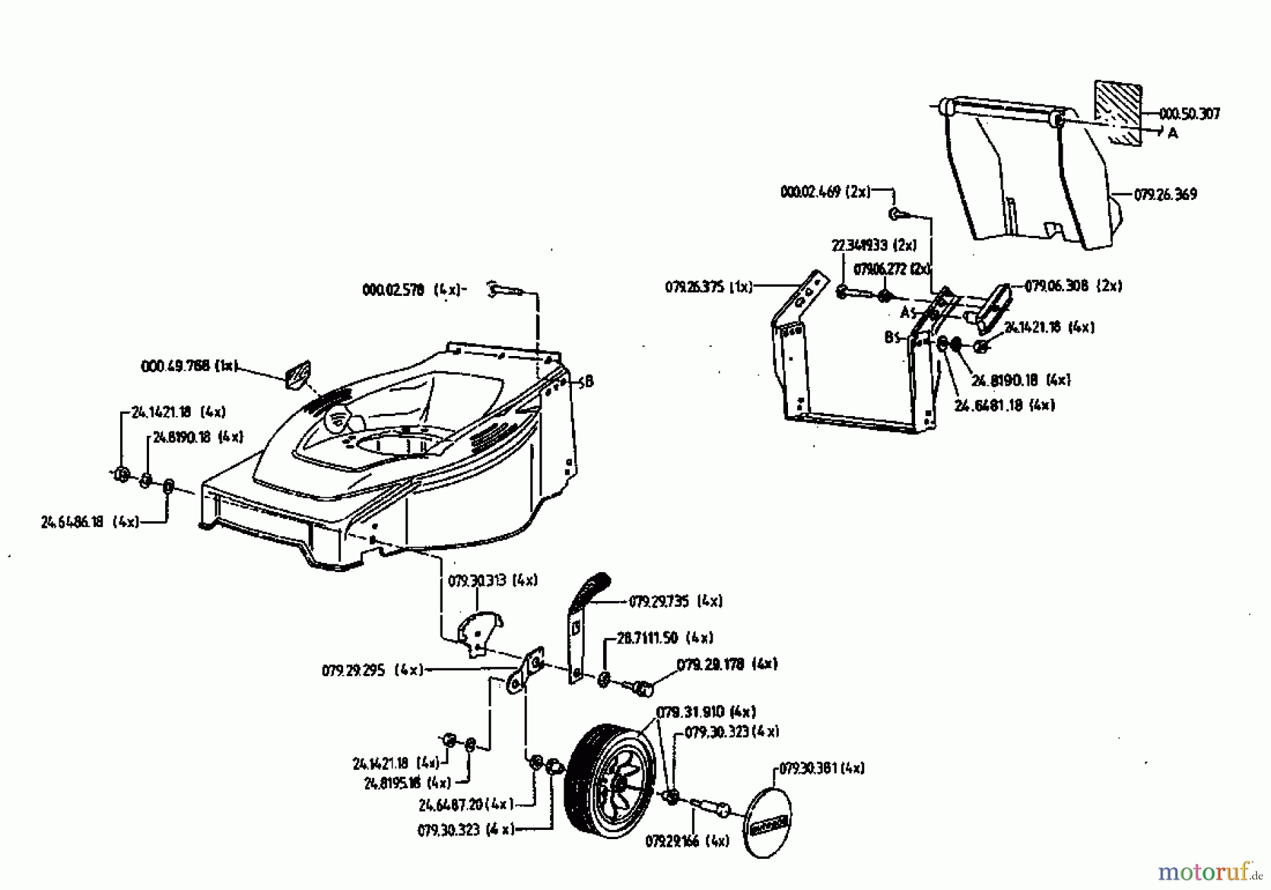 Gutbrod Motormäher HB 48 02814.07 (1996) Höhenverstellung, Räder vorne