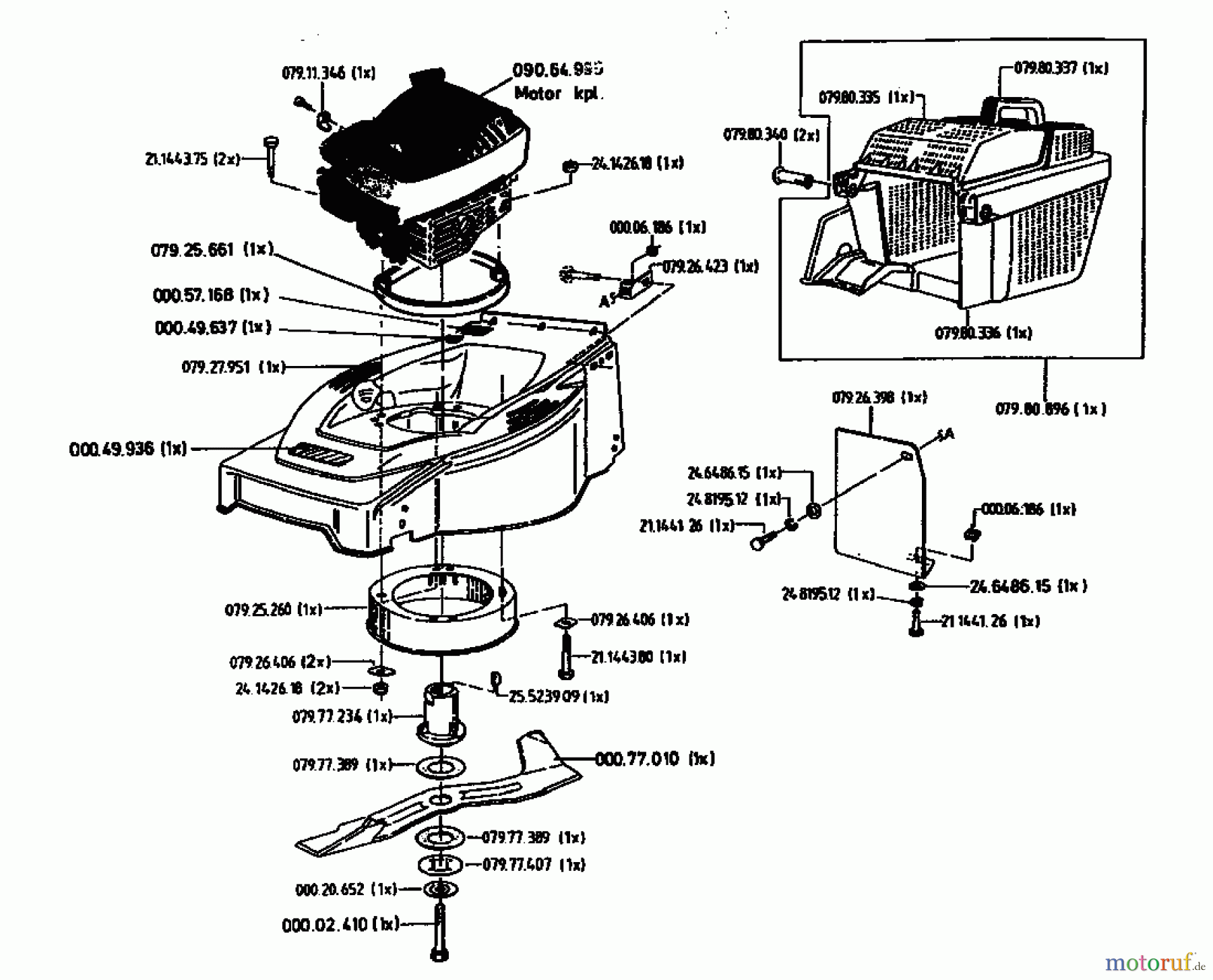 Gutbrod Motormäher HB 48 02814.07 (1996) Grasfangkorb, Messer, Motor
