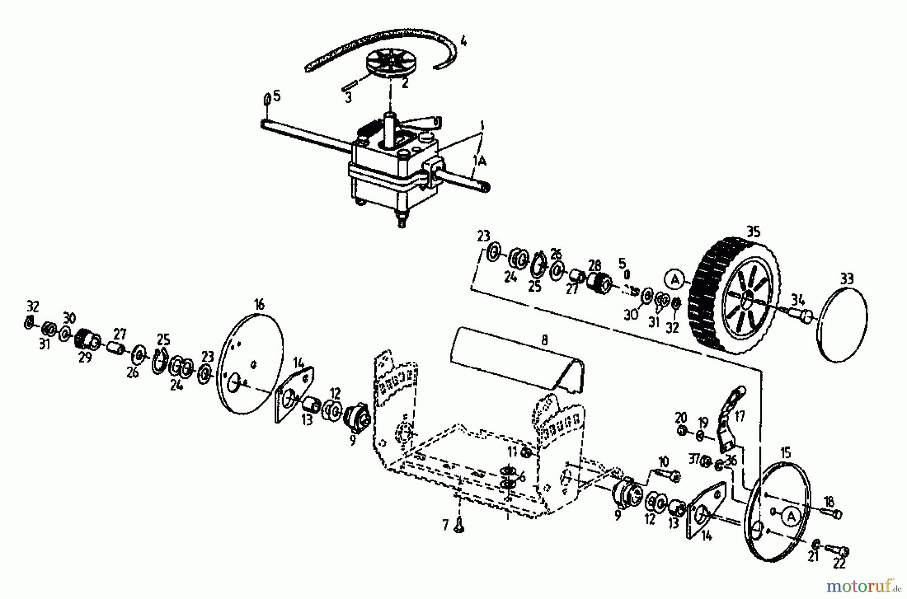  Floraself Motormäher mit Antrieb 3746 BLRE 04033.07  (1996) Getriebe, Räder, Schnitthöhenverstellung