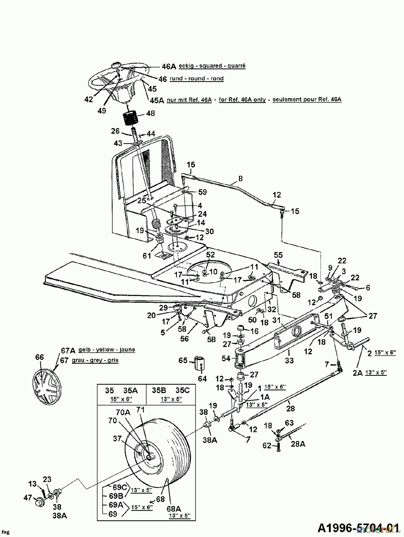 Bricolage Rasentraktoren 125/76 136L452C615 (1996) Vorderachse