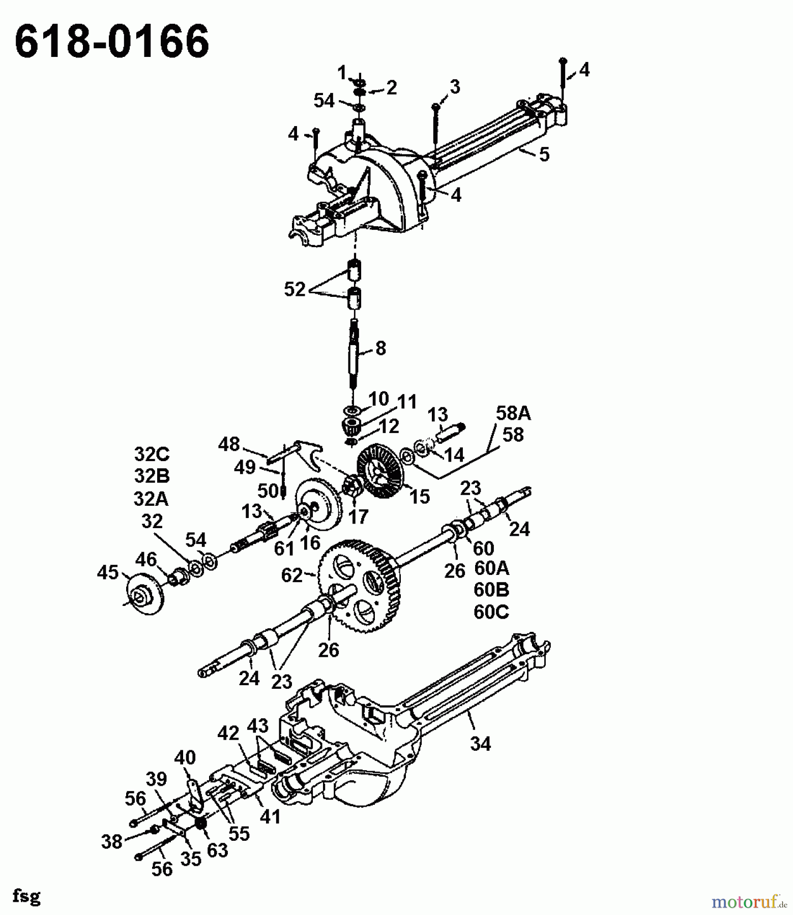Bricolage Rasentraktoren 125/76 136L452C615 (1996) Getriebe 618-0166
