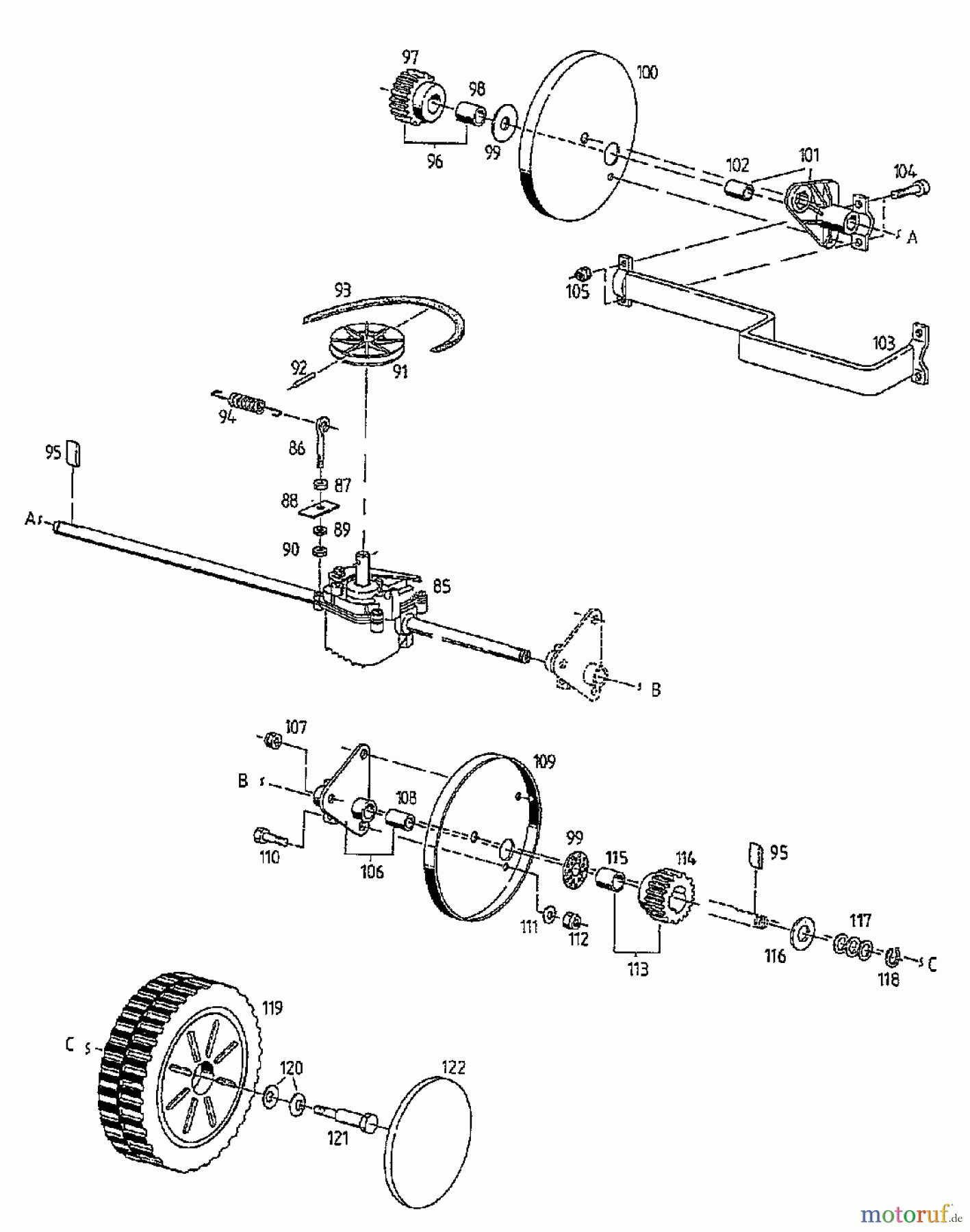 Gutbrod Motormäher mit Antrieb HB 48 REL 02815.05 (1997) Getriebe, Räder