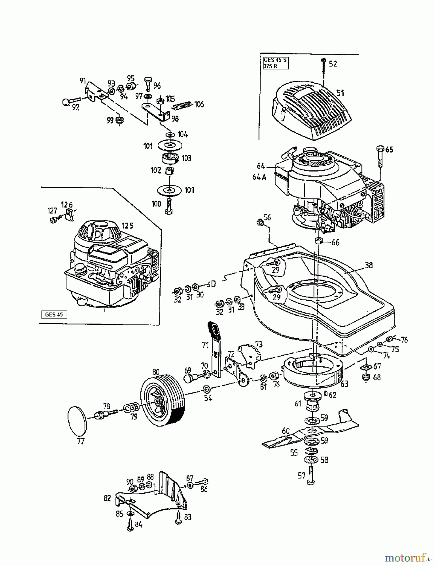 Golf Motormäher mit Antrieb 375 R 04063.03 (1997) Grundgerät