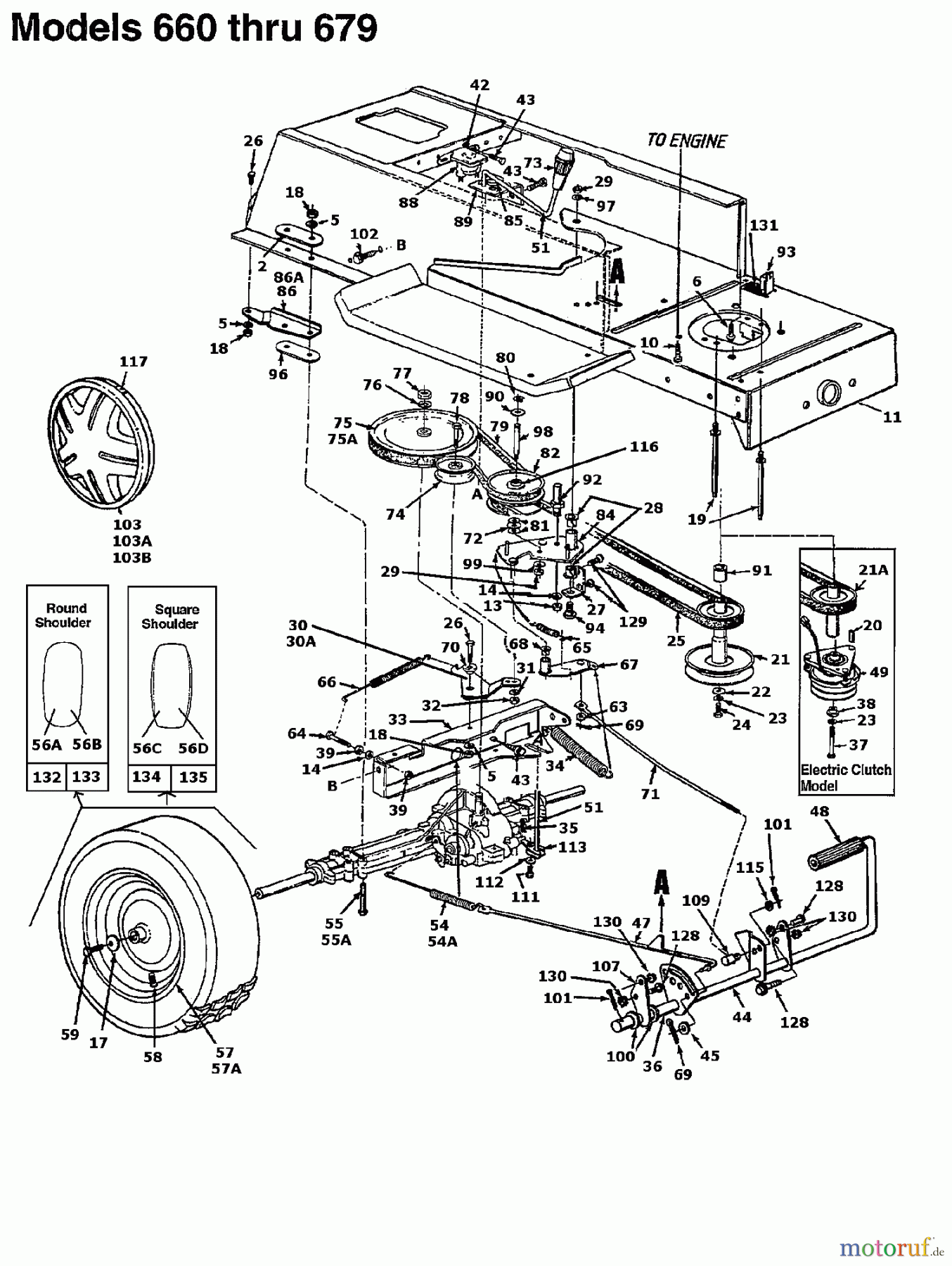MTD Rasentraktoren CG 14 13AM661G607 (1997) Elektromagnetkupplung, Fahrantrieb, Motorkeilriemenscheibe