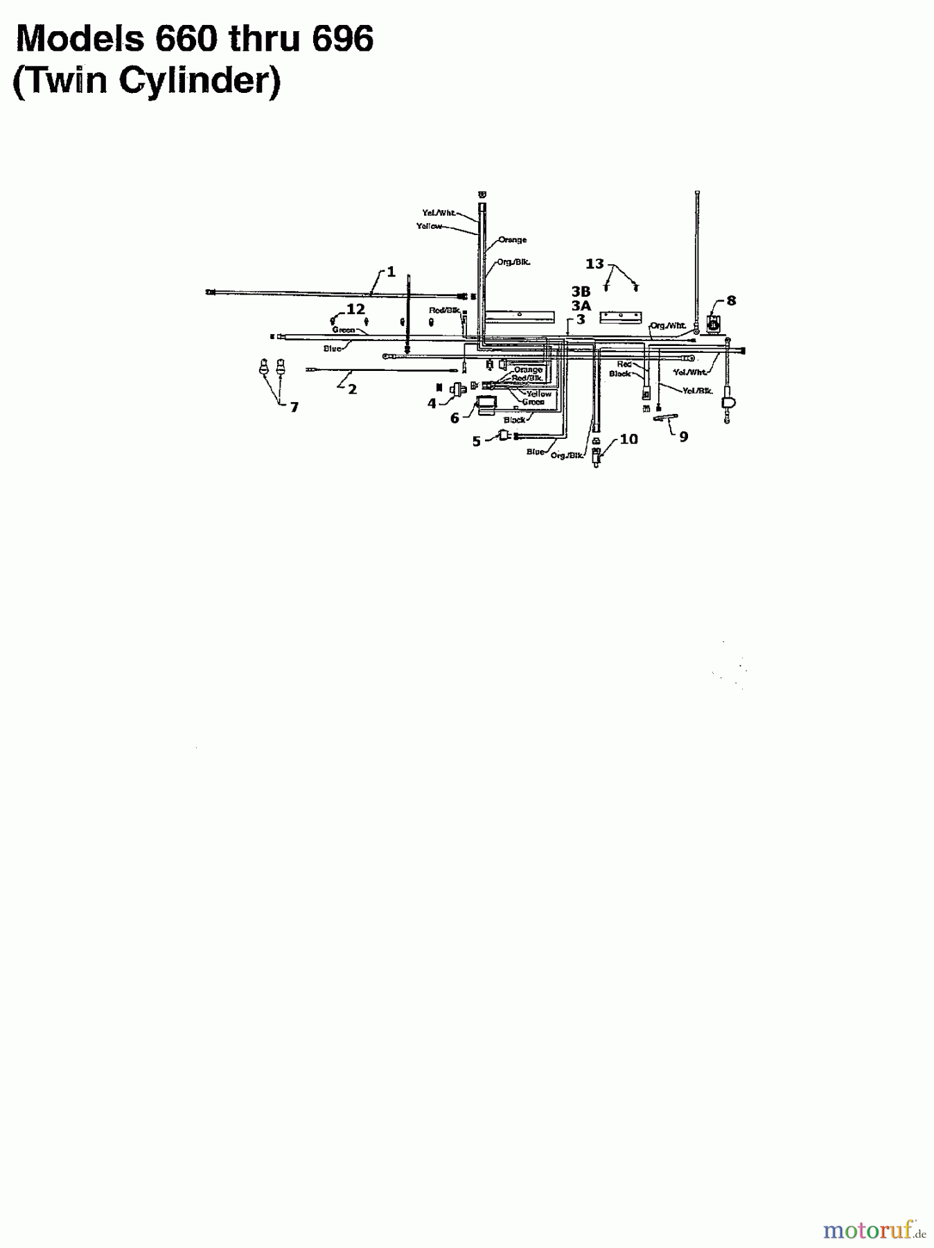 MTD Rasentraktoren CG 14 13AM661G607 (1997) Schaltplan 2 Zylinder