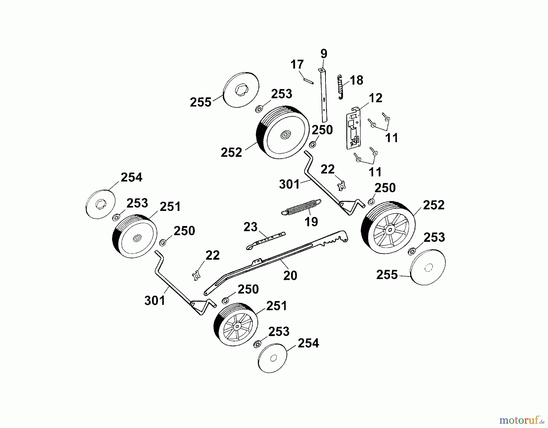 Wolf-Garten Motormäher B 46 TB 4602080 Serie A (2003) Höhenverstellung, Räder