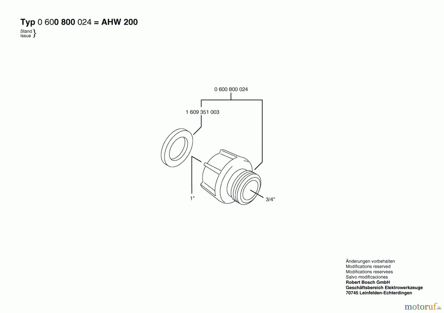 Bosch Wassertechnik Adapter AHW 200 Seite 1