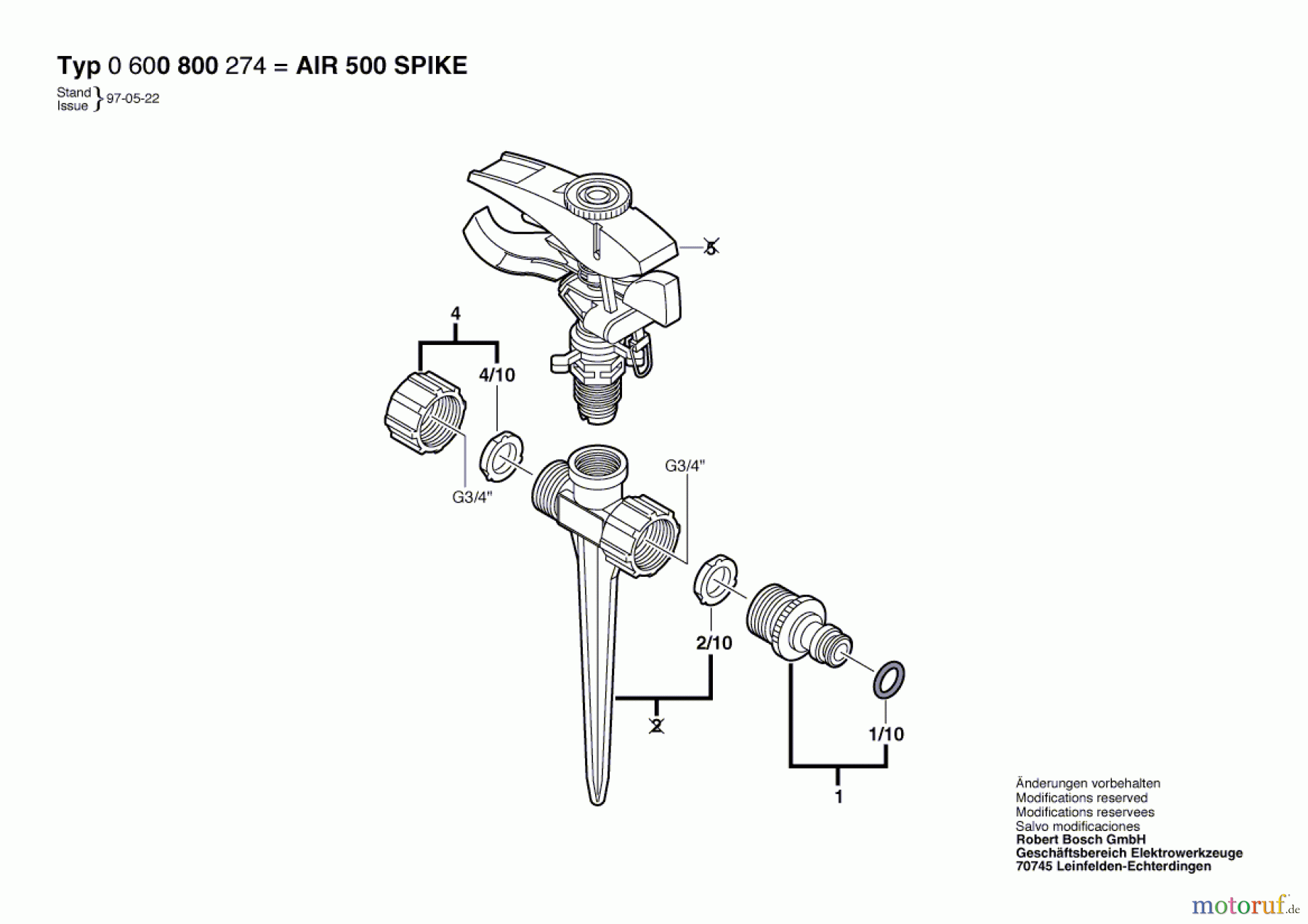 Bosch Wassertechnik Impulsregner AIR 500 SPIKE Seite 1