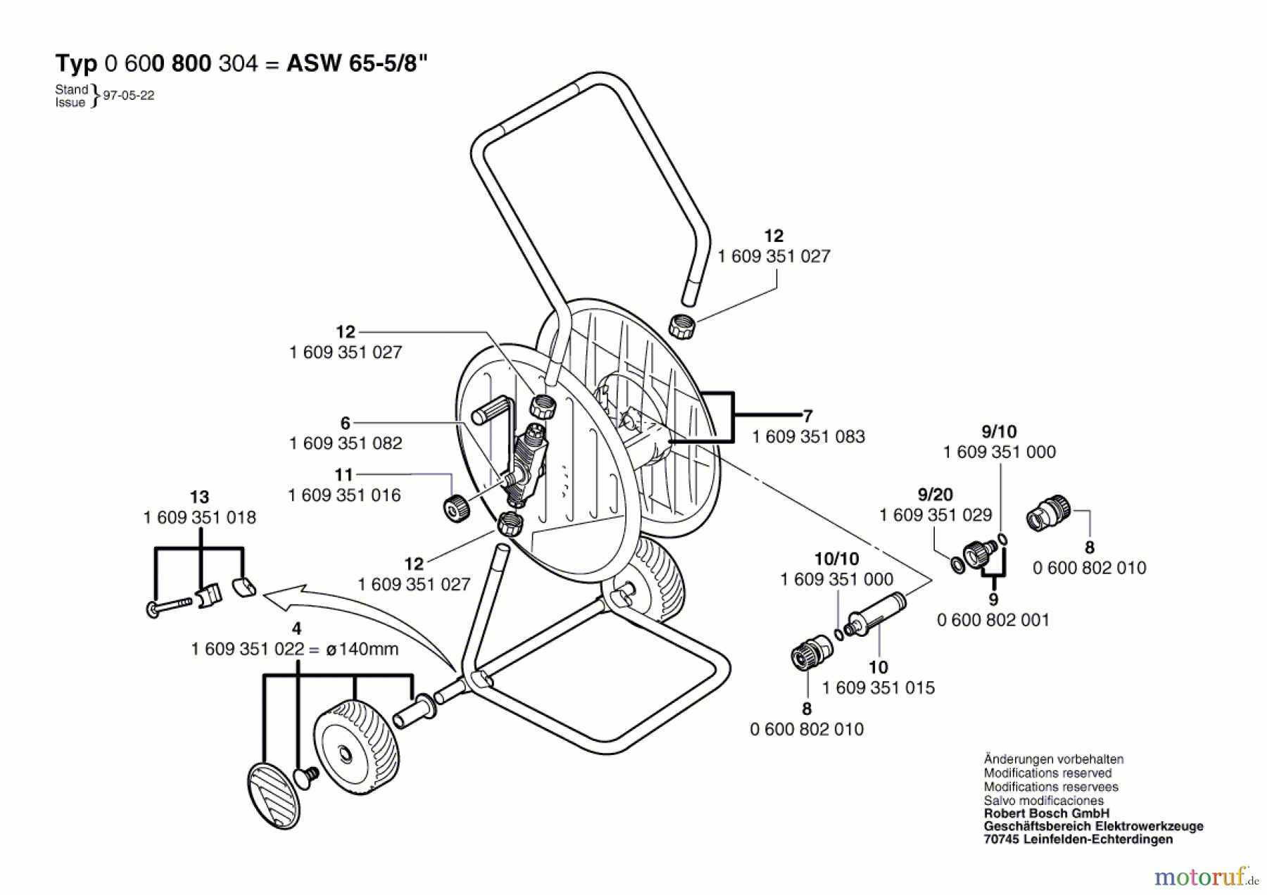 Bosch Wassertechnik Schlauchwagen ASW 65-5/8