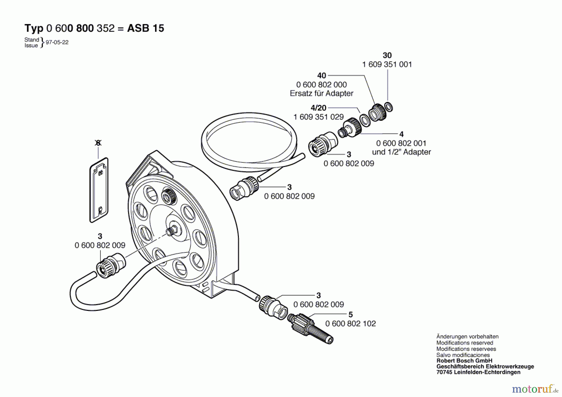 Bosch Wassertechnik Schlauchkassette ASB 15 Seite 1
