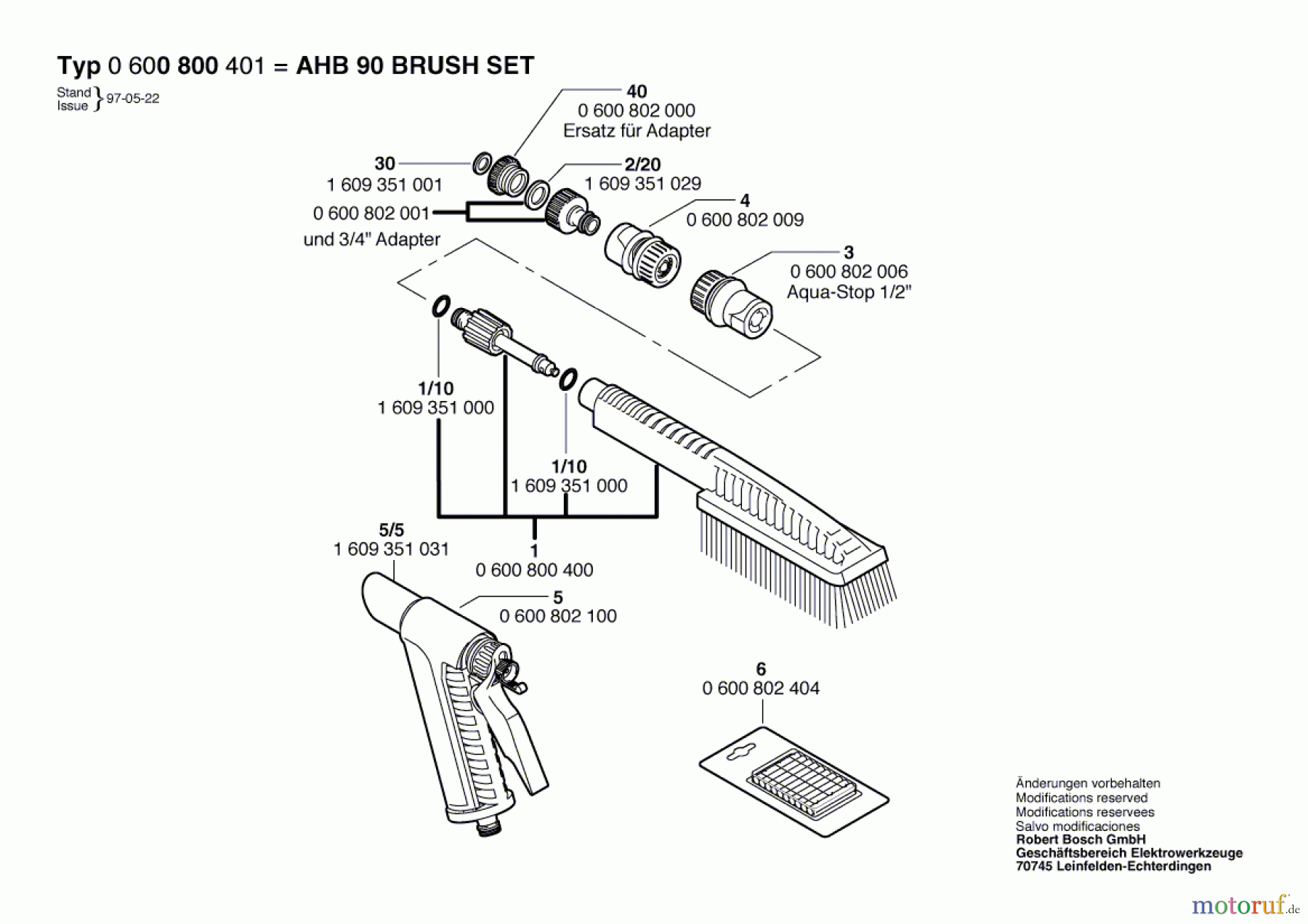 Bosch Wassertechnik Autopflegeset AHB 90 BRUSH-SET Seite 1