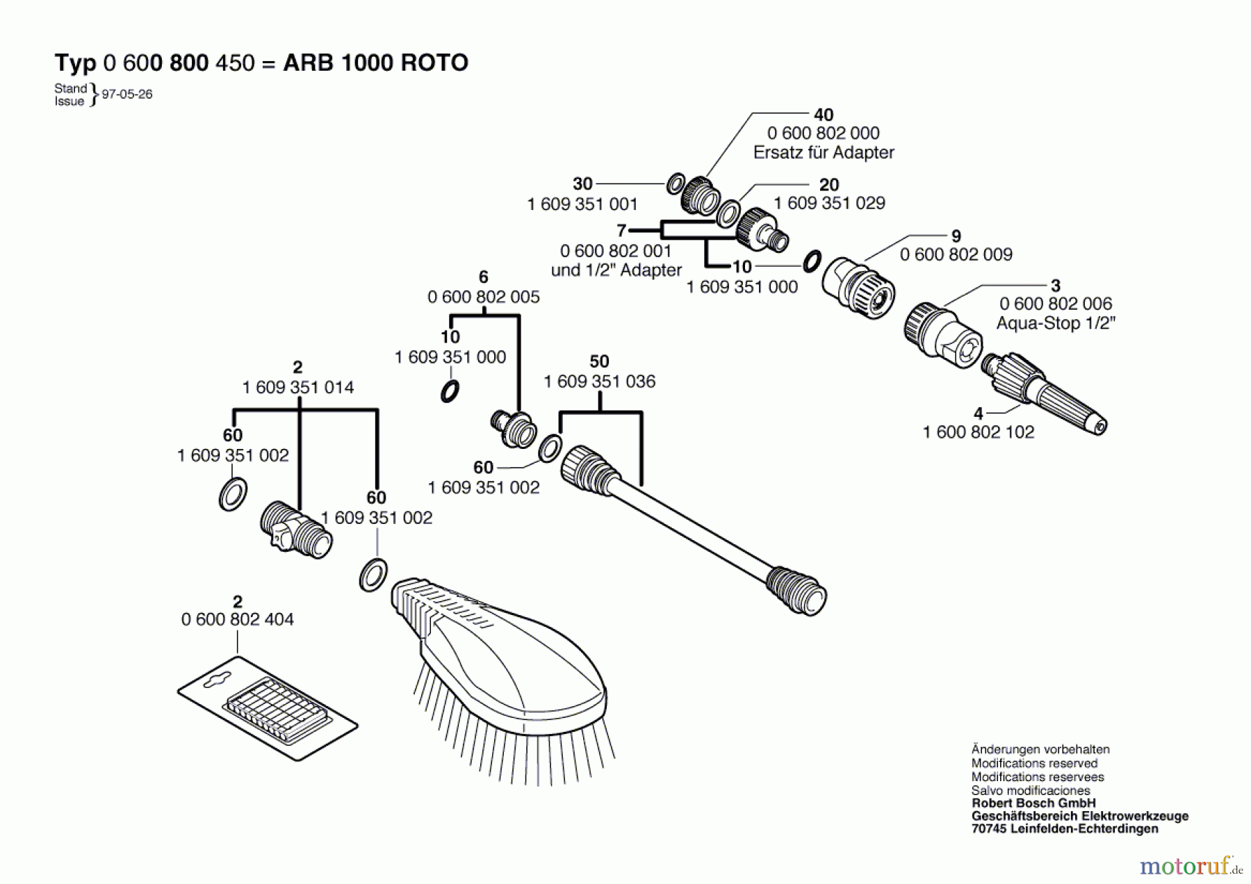 Bosch Wassertechnik Rotationswaschbürste ARB 1000 ROTO-SET Seite 1