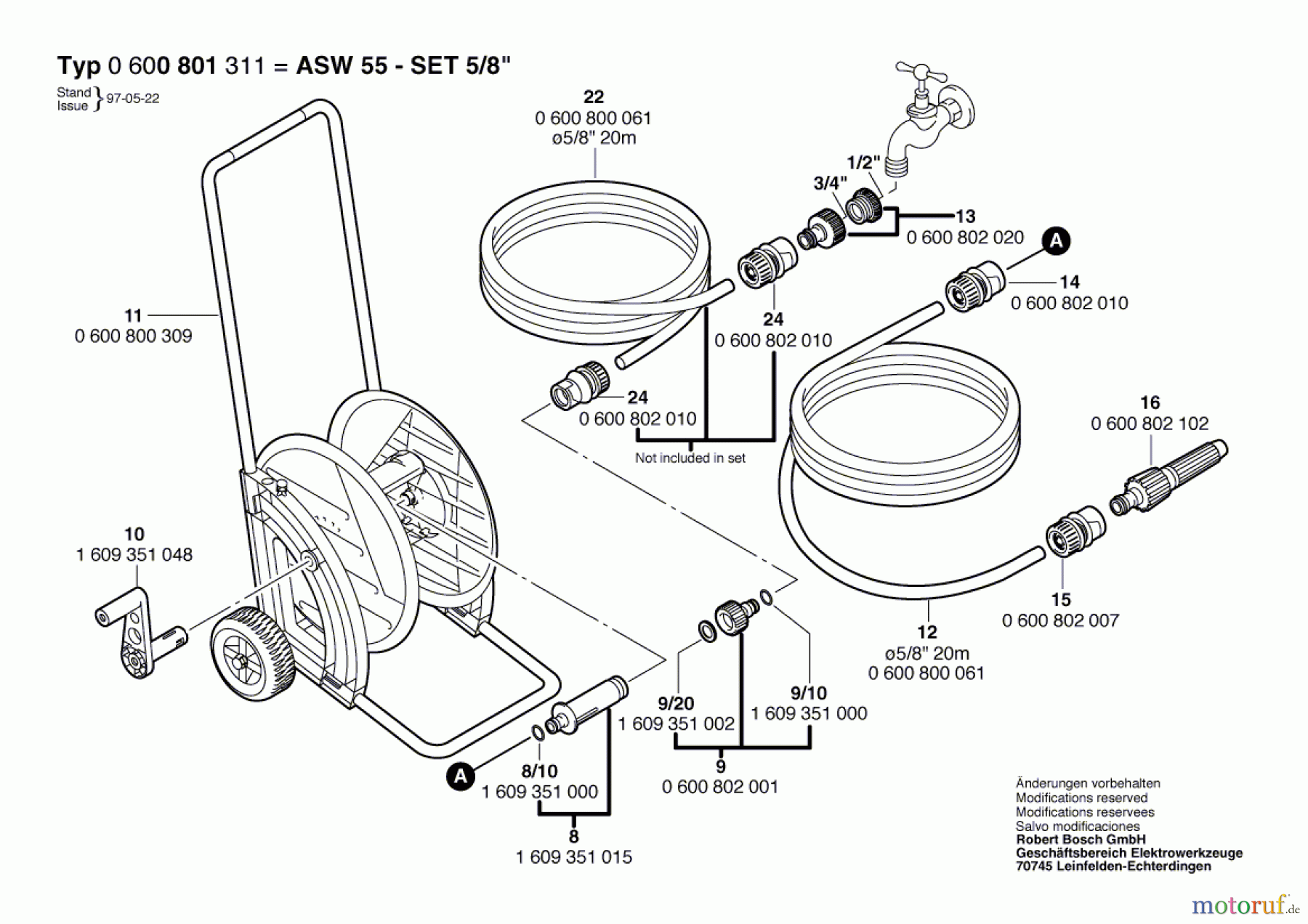Bosch Wassertechnik Schlauchwagen ASW 55-SET 5/8