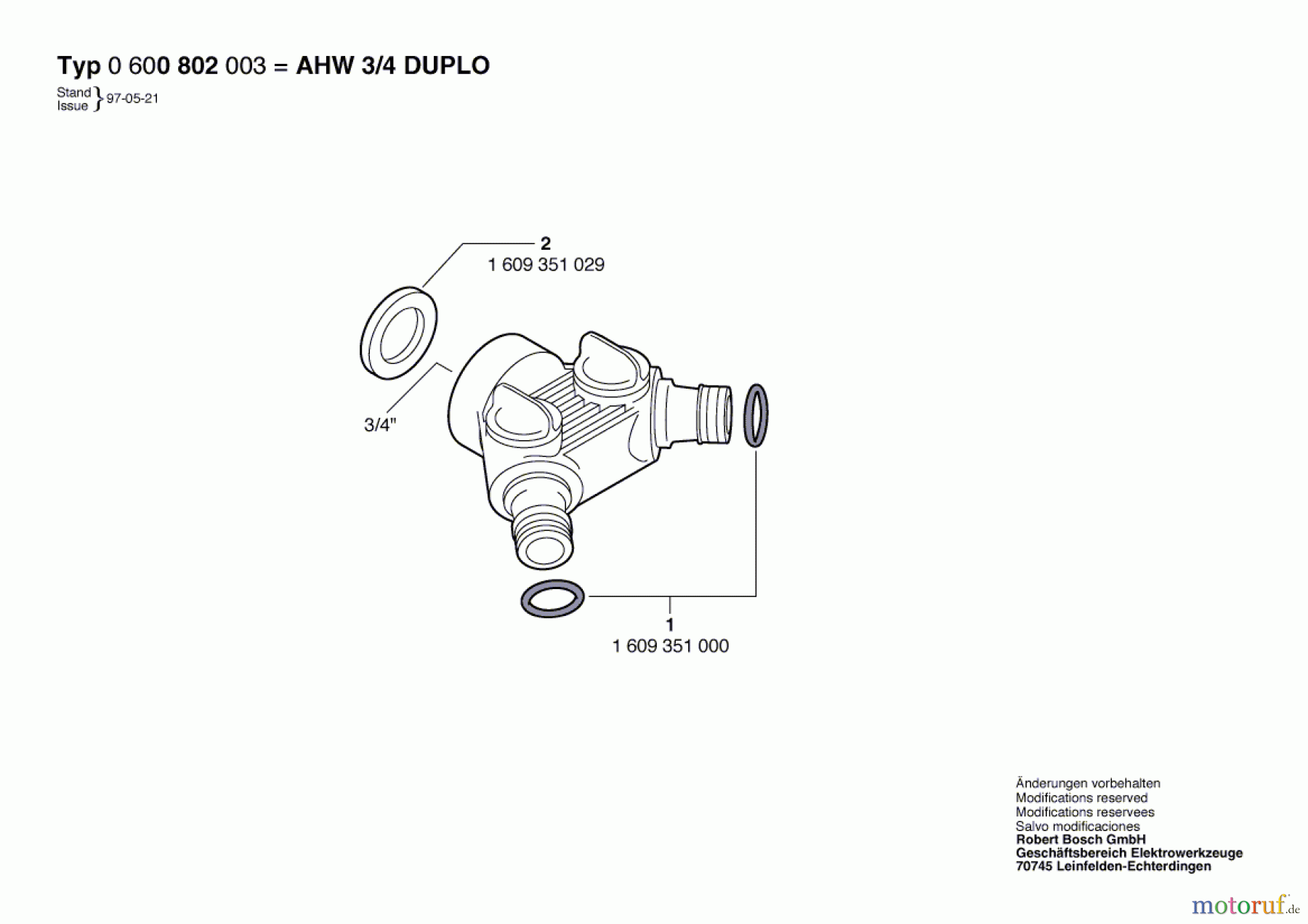 Bosch Wassertechnik Hahnanschlussstück AHW 3/4 DUPLO Seite 1