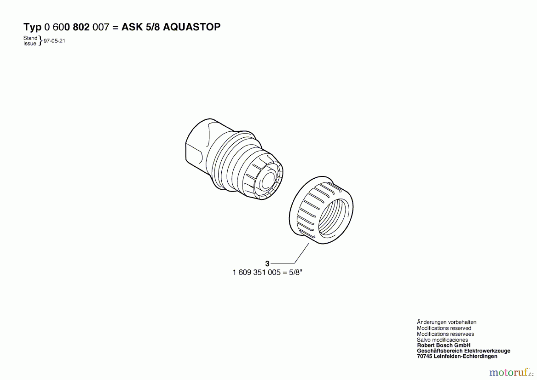 Bosch Wassertechnik Schlauchkupplung ASK 5/8 AQUASTOP Seite 1