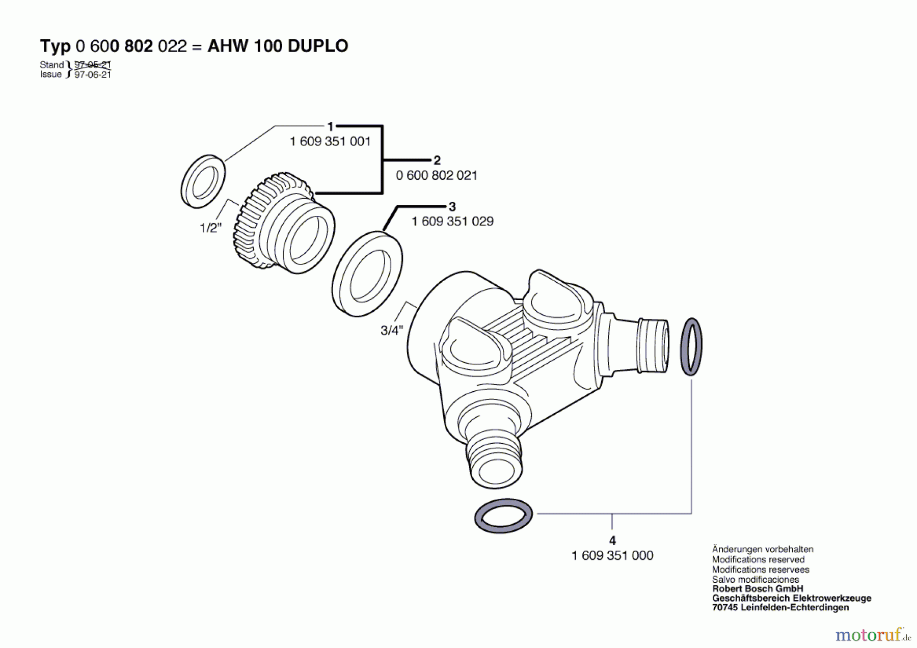 Bosch Wassertechnik Hahnanschlussstück AHW 100 DUPLO Seite 1