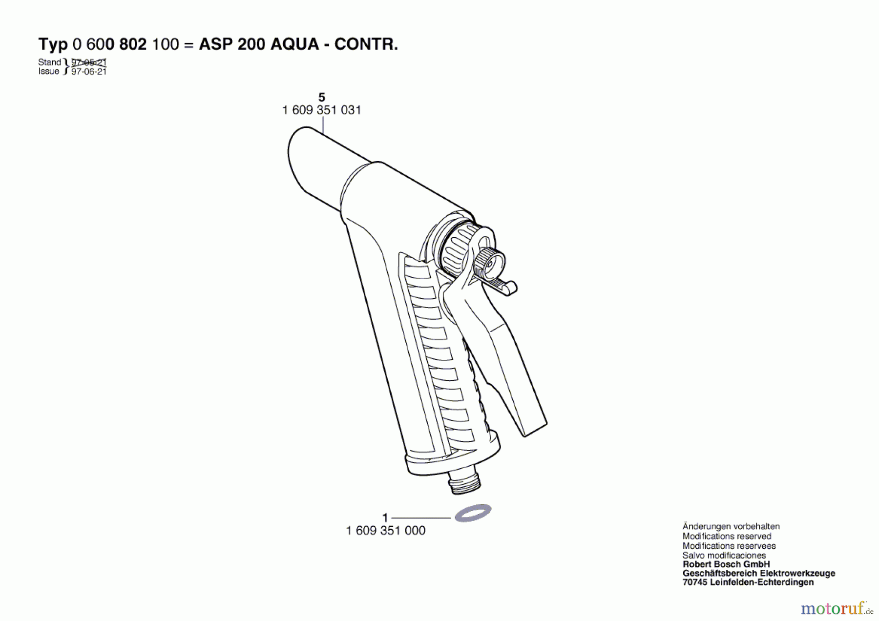 Bosch Wassertechnik Spritzpistole ASP 200 AQUA-CONTR. Seite 1