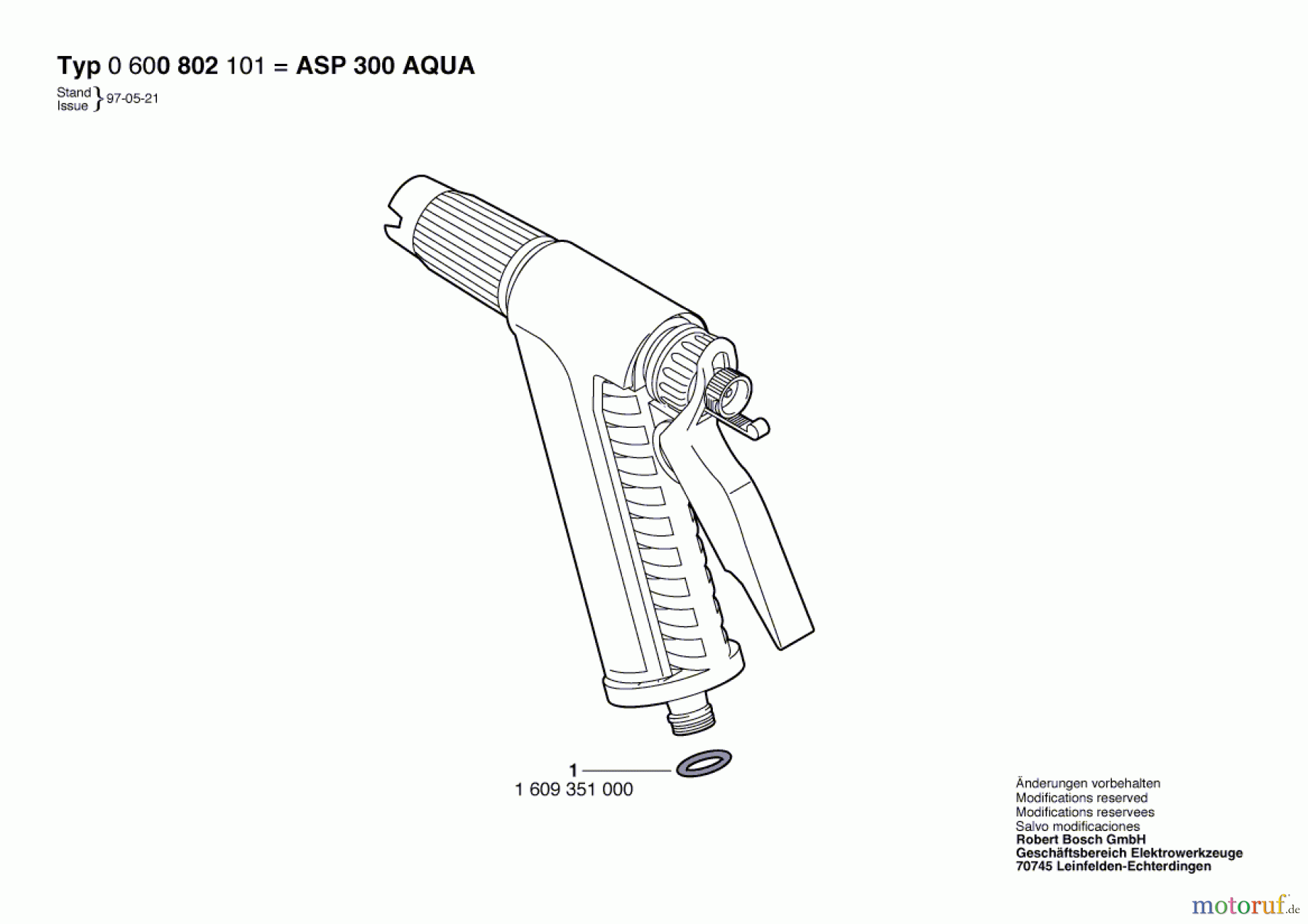 Bosch Wassertechnik Sprühpistole ASP 300 AQUA-CONTR. Seite 1