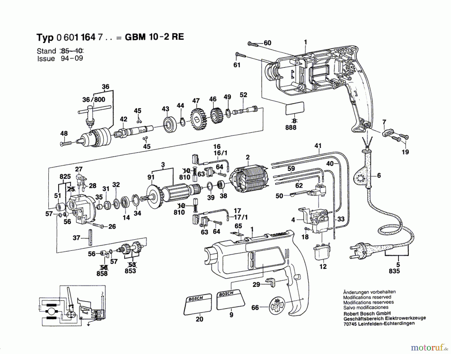 Bosch Werkzeug Bohrmaschine GBM 10-2 RE Seite 1