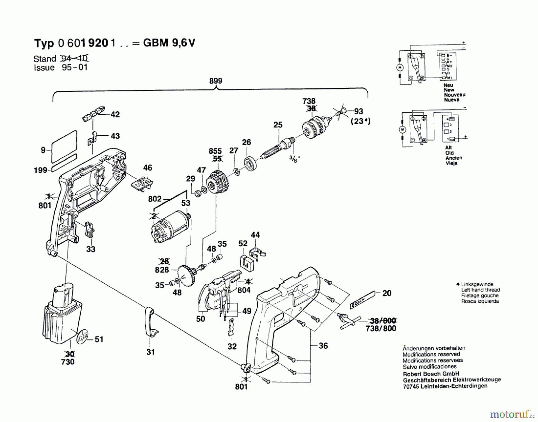 Bosch Akku Werkzeug Akku-Bohrmaschine GBM 9,6 VRL Seite 1