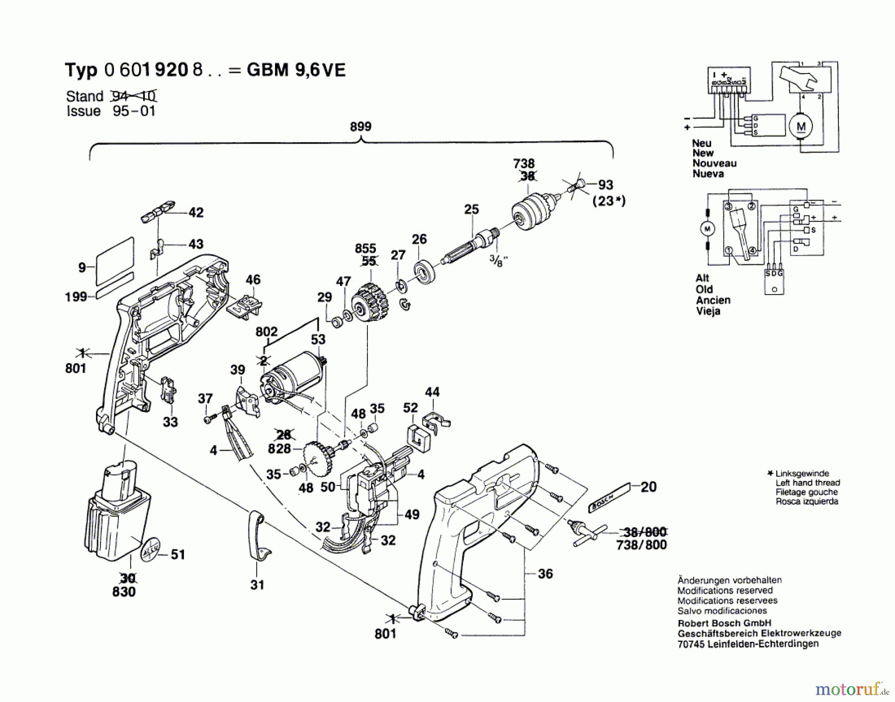 Bosch Akku Werkzeug Akku-Bohrmaschine GBM 9,6 VE Seite 1