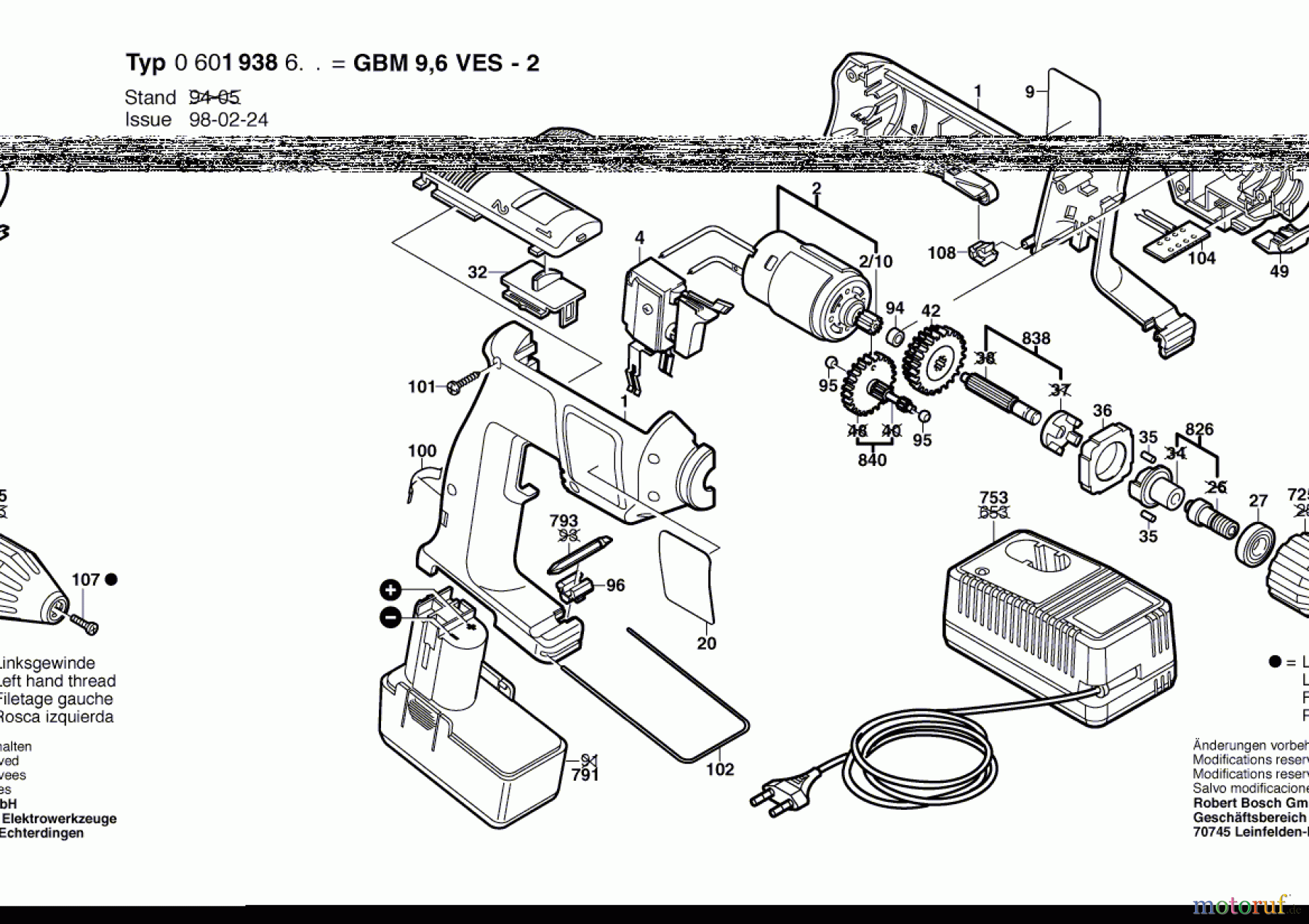 Bosch Akku Werkzeug Akku-Bohrmaschine GBM 9,6 VES-2 Seite 1