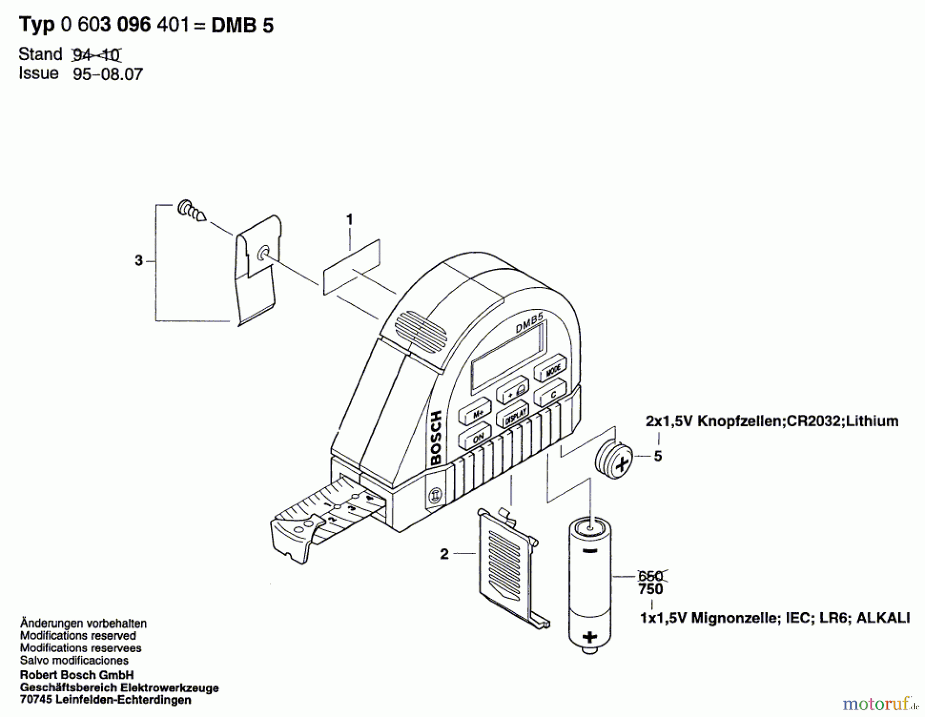 Bosch Werkzeug Massband DMB 5 Seite 1
