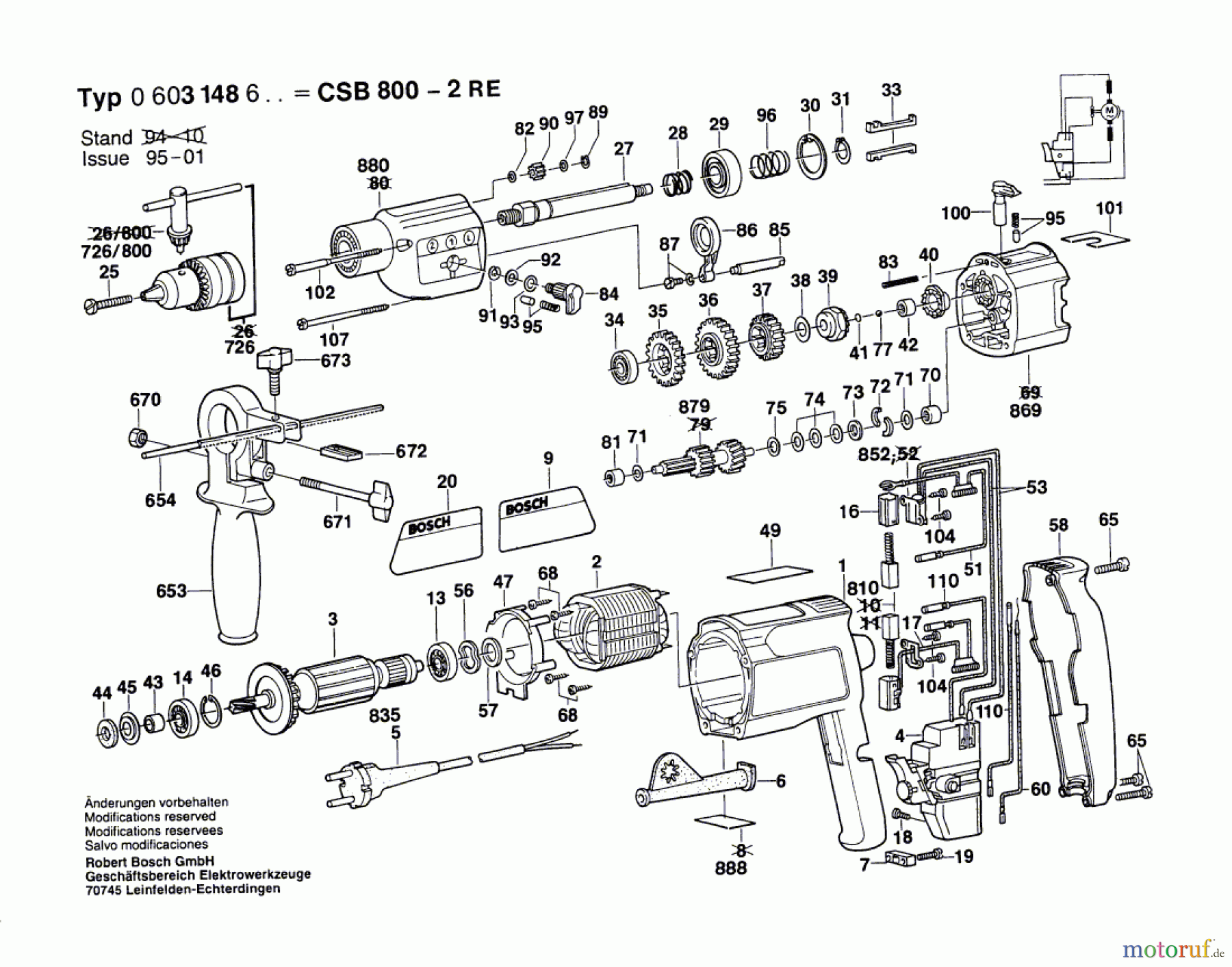 Bosch Werkzeug Schlagbohrmaschine CSB 800-2 RE Seite 1