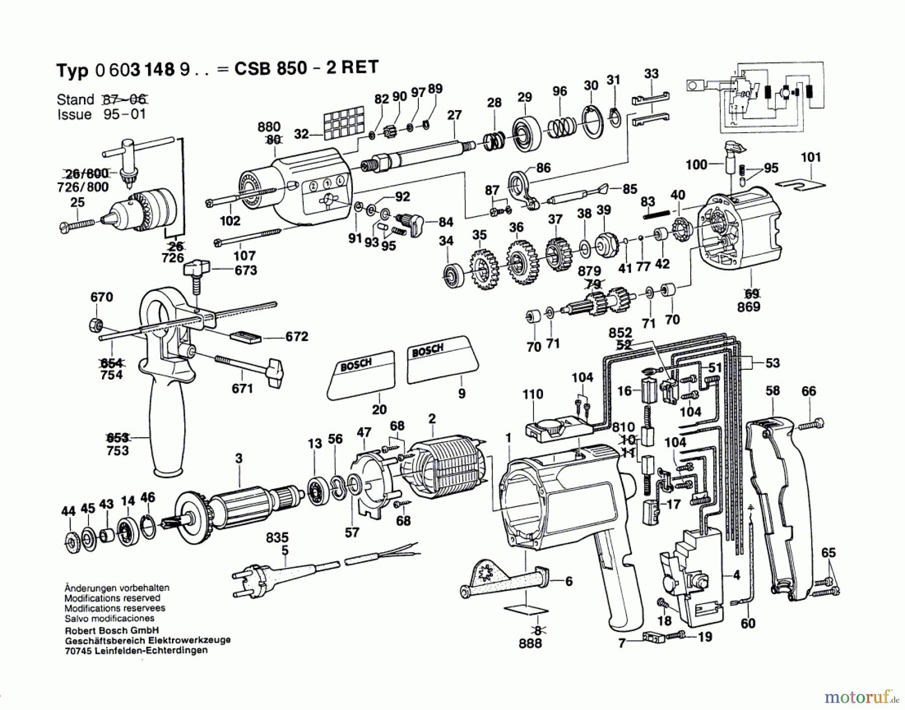 Bosch Werkzeug Schlagbohrmaschine CSB 850-2 RET Seite 1
