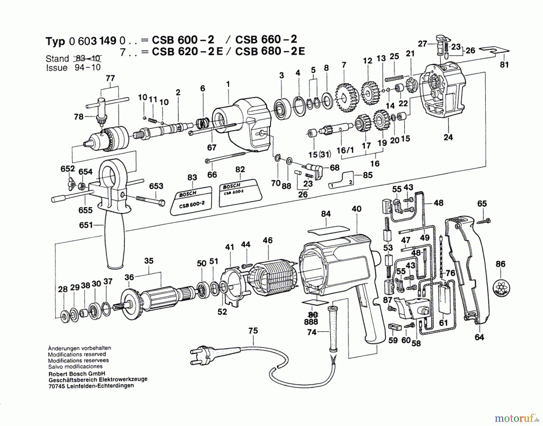 Bosch Werkzeug Schlagbohrmaschine CSB 660-2 Seite 1