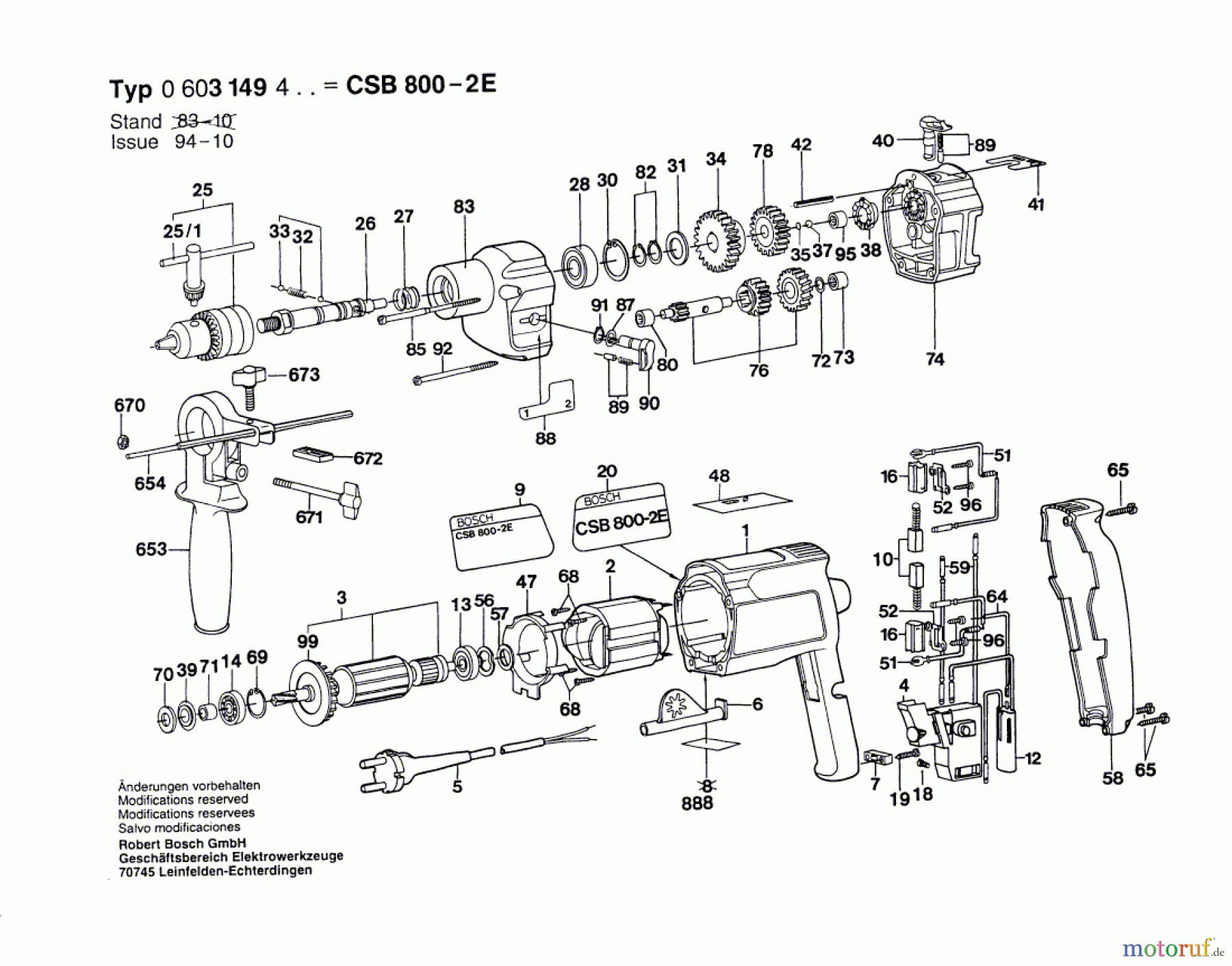 Bosch Werkzeug Schlagbohrmaschine CSB 800-2 E Seite 1