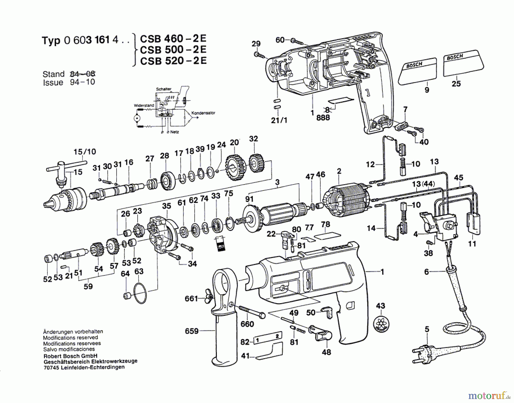 Bosch Werkzeug Schlagbohrmaschine CSB 520-2E Seite 1