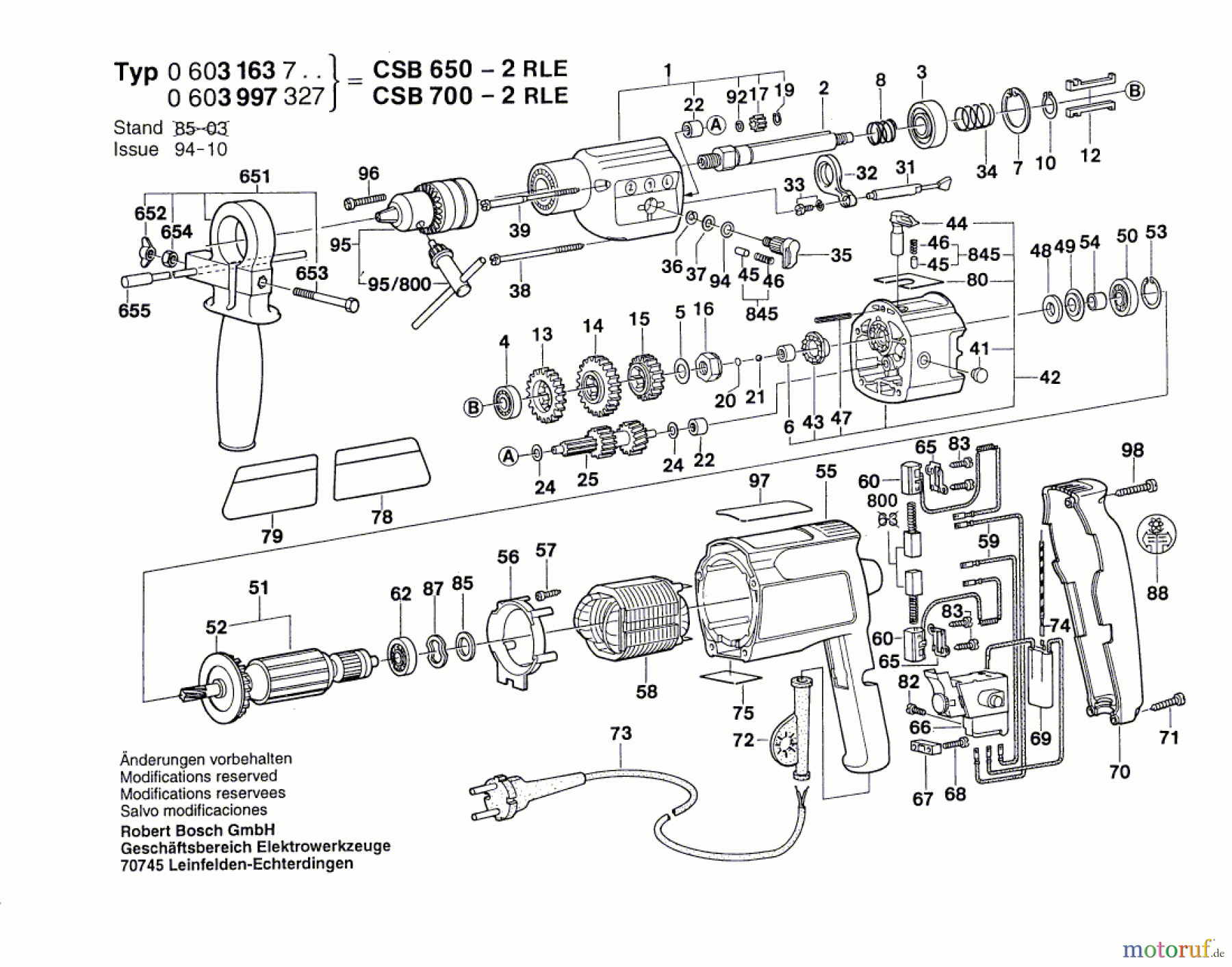 Bosch Werkzeug Schlagbohrmaschine CSB 650-2 RLE Seite 1