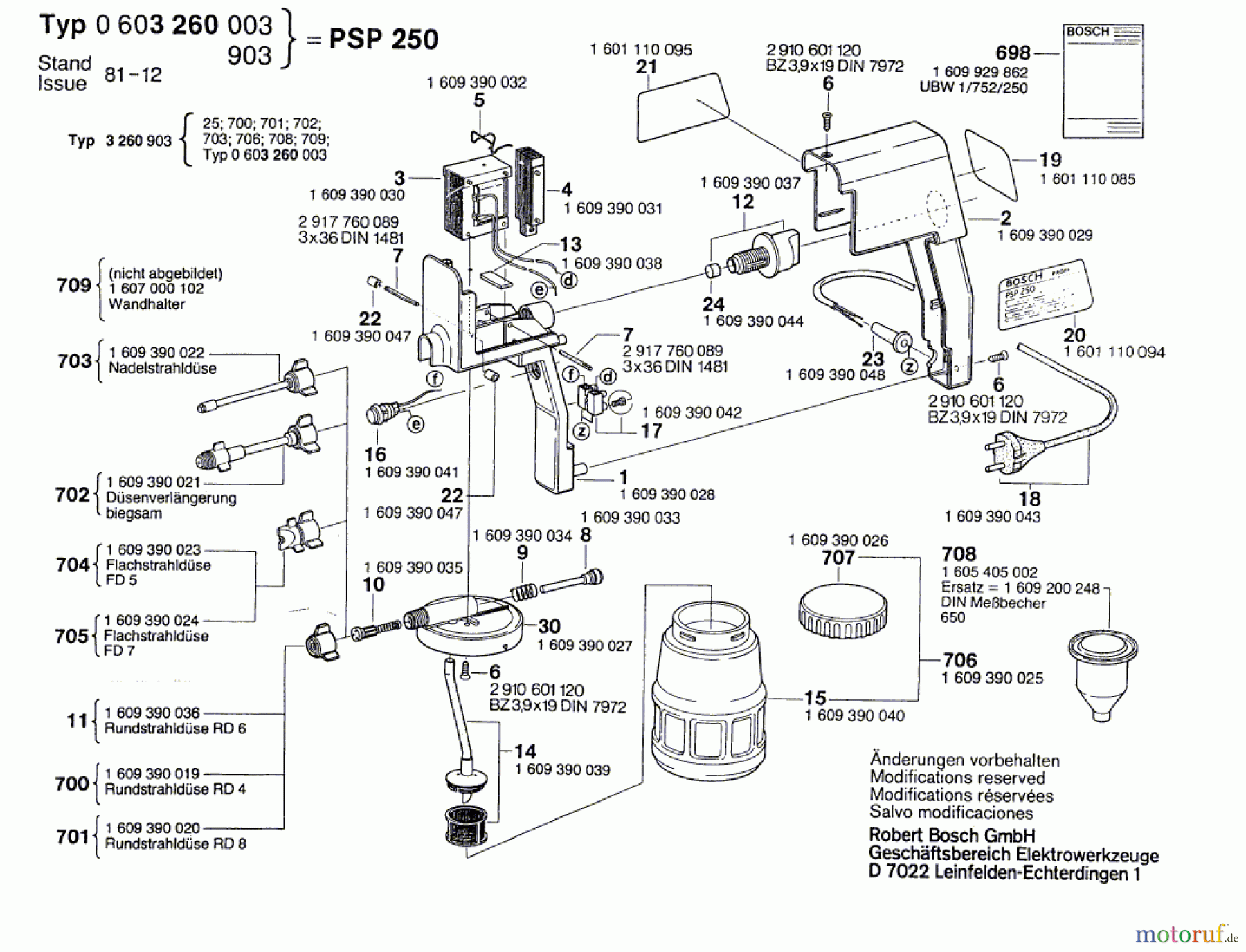 Bosch Wassertechnik Spritzpistole PSP 250 Seite 1