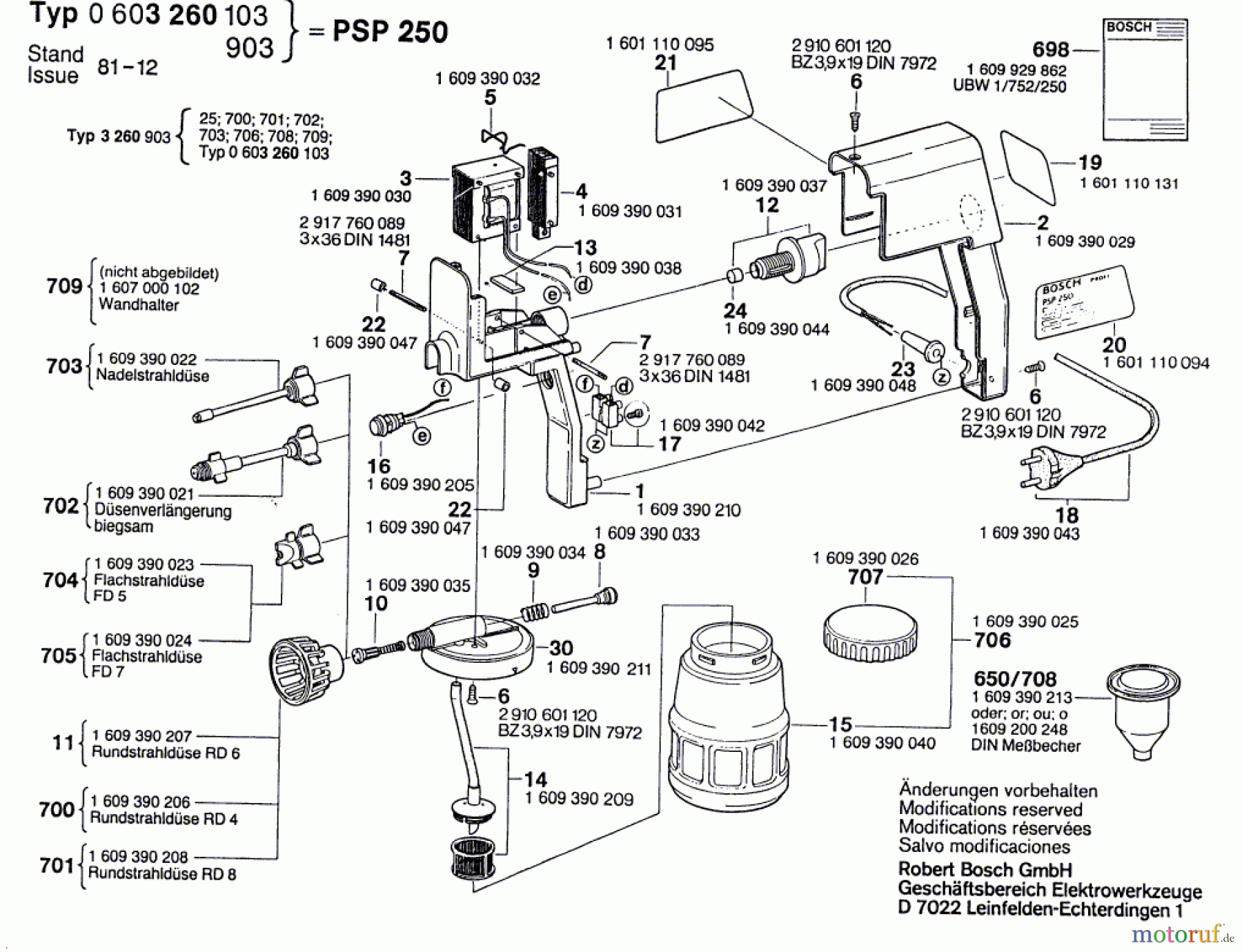 Bosch Werkzeug Hw-Spritzpistole PSP 250 Seite 1