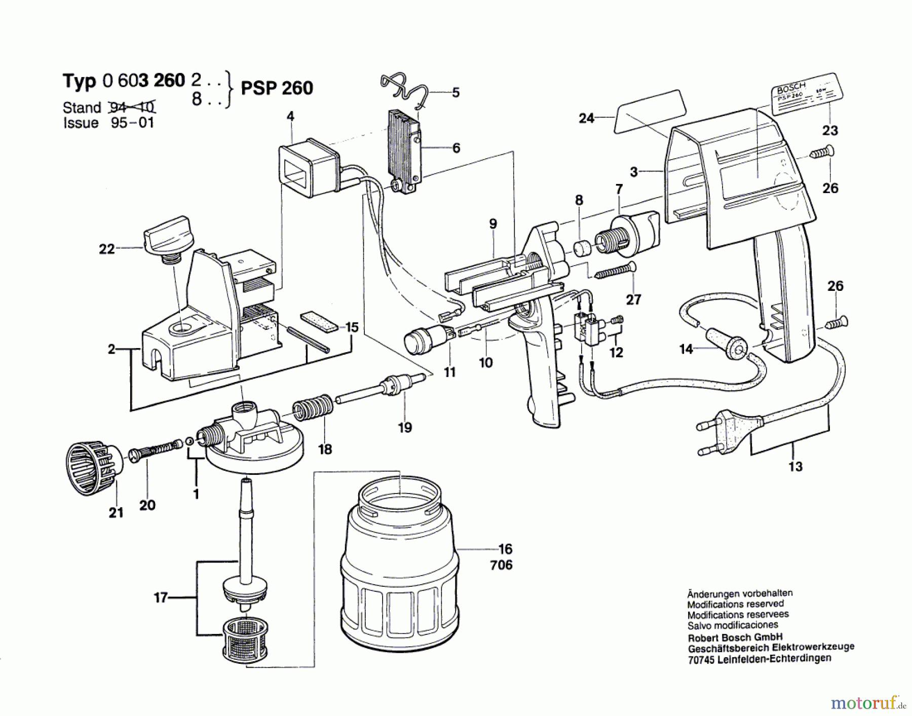 Bosch Wassertechnik Spritzpistole PSP 260 Seite 1