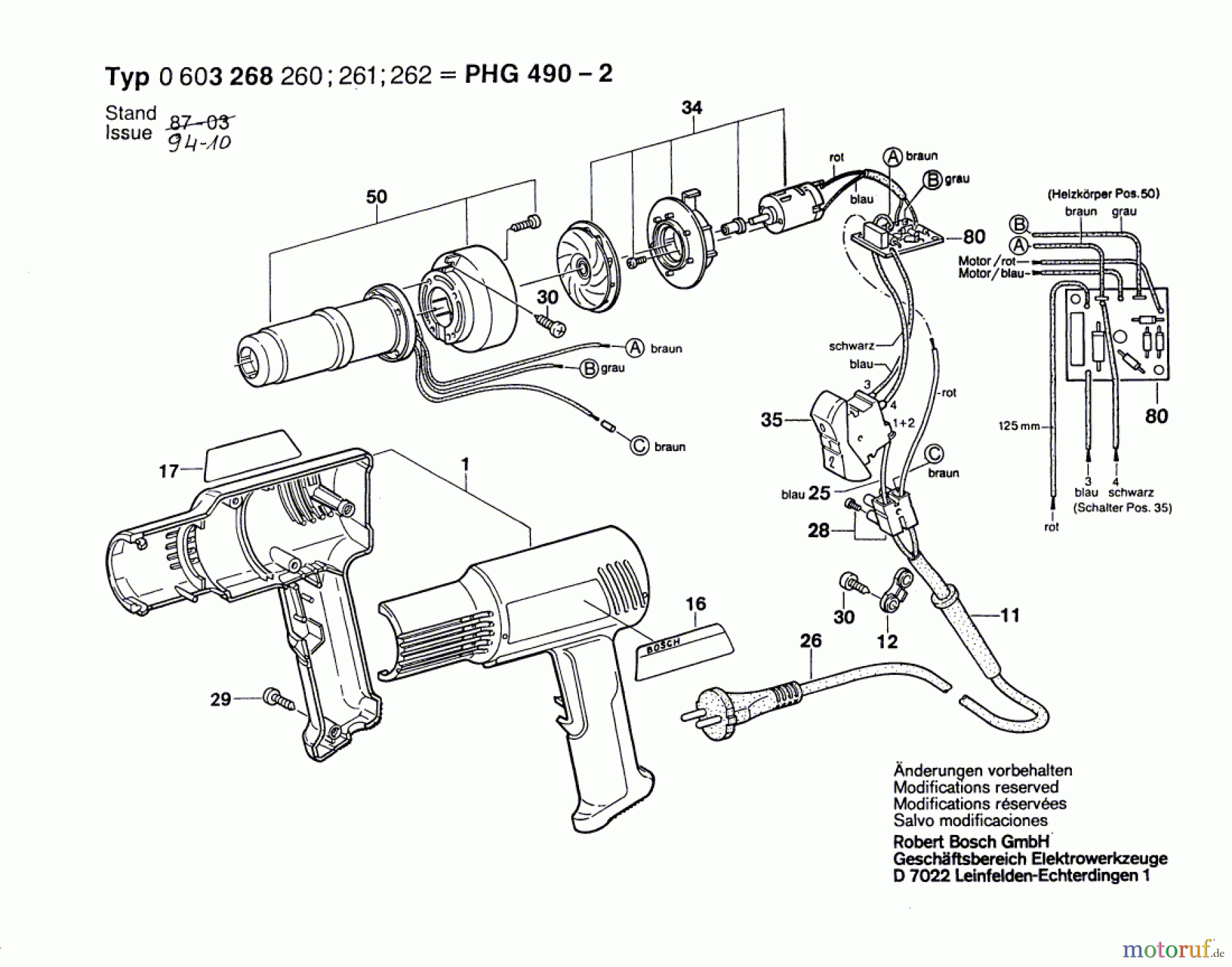 Bosch Werkzeug Heissluftgebläse PHG 490-2 Seite 1